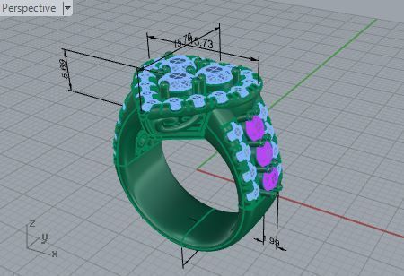 Blue and white Heart diamond ring 3132 3D print model 3D print model_7