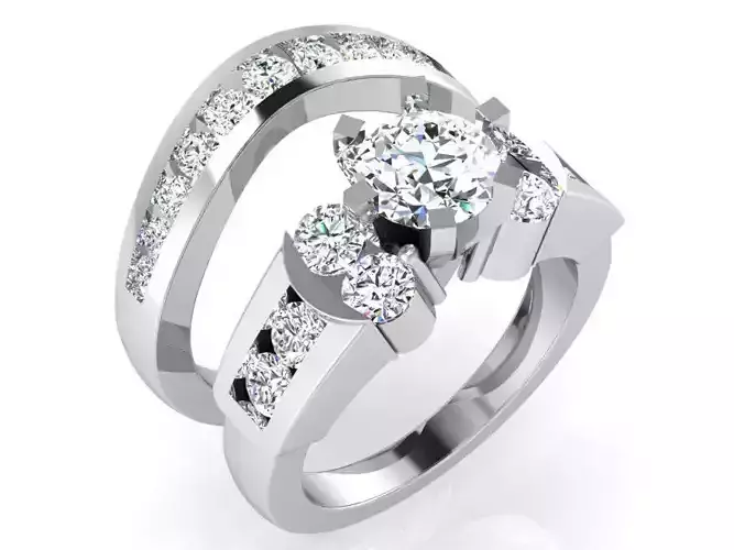 One stone diamond ring with band 3135 3D print model