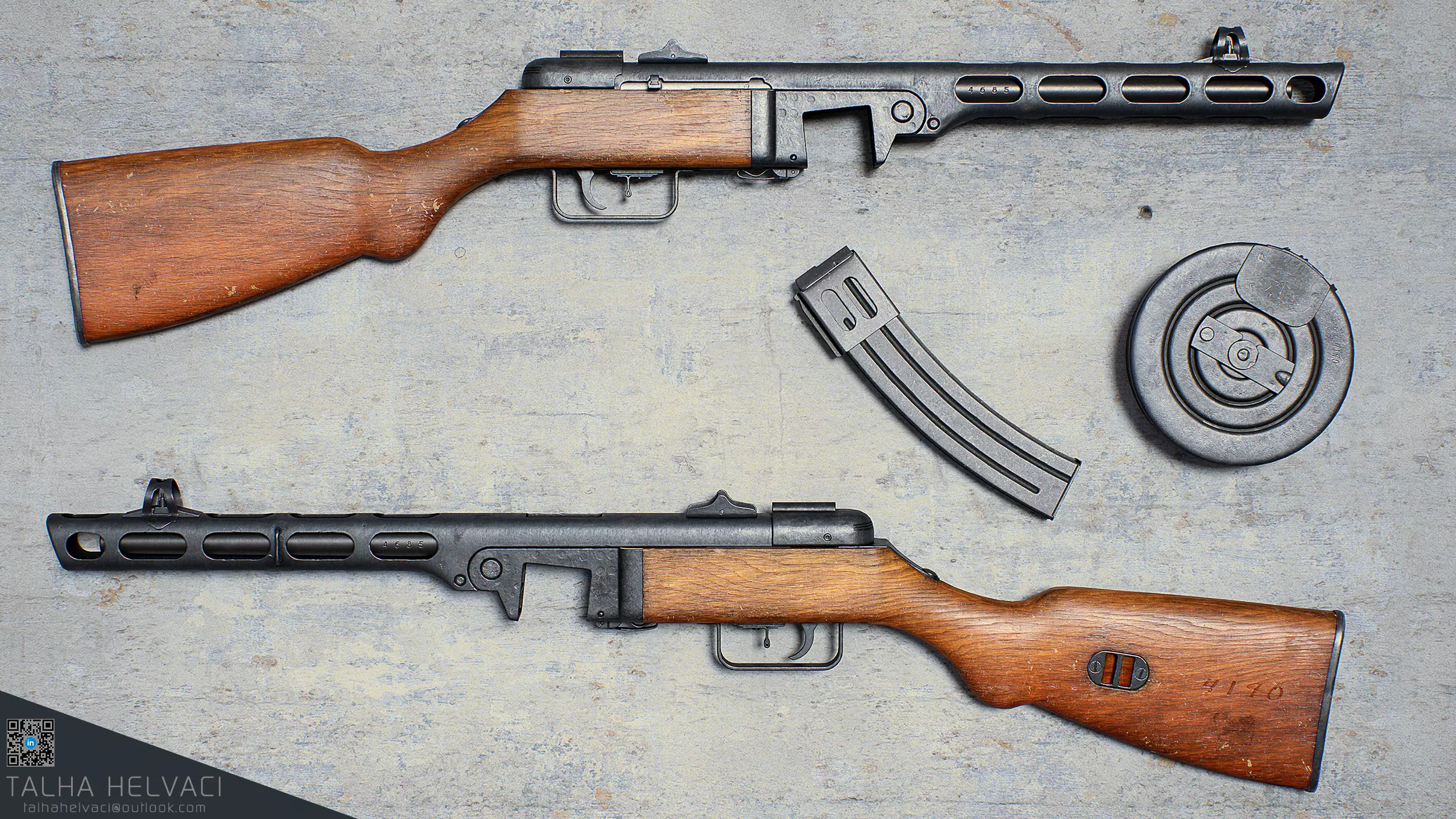 PPSh-41 Low-poly 3D model_0