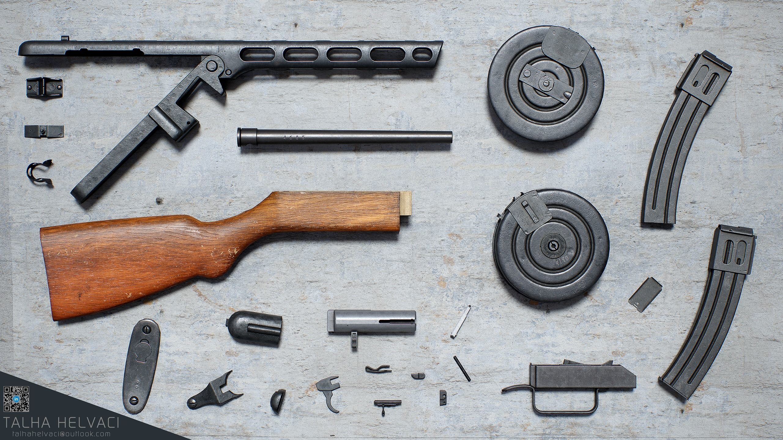 PPSh-41 Low-poly 3D model_1