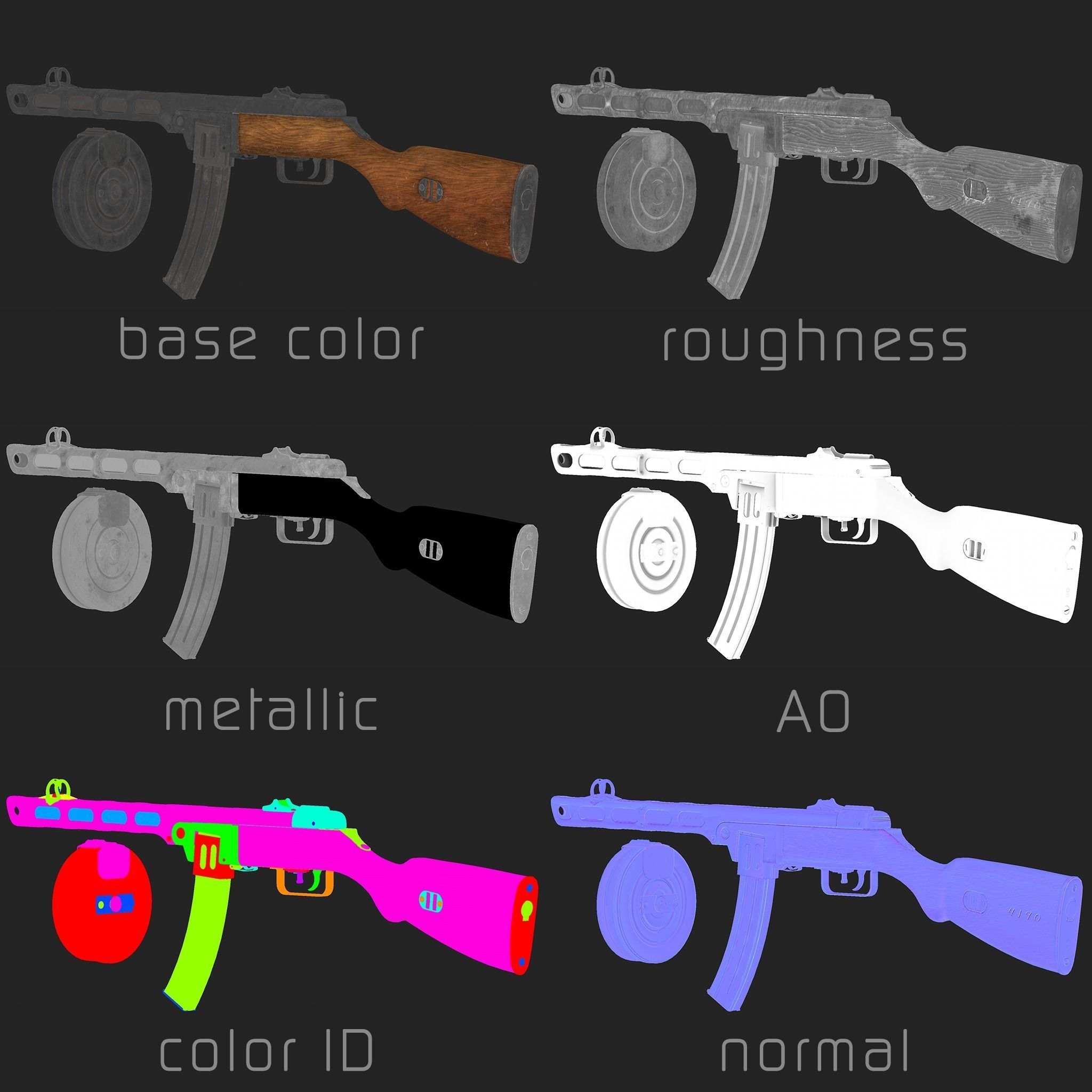 PPSh-41 Low-poly 3D model_27