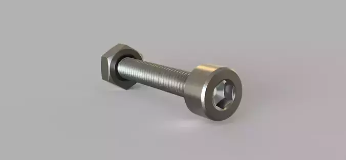  M3 hexagon socket head cap screw and M3 nut Free 3D print model