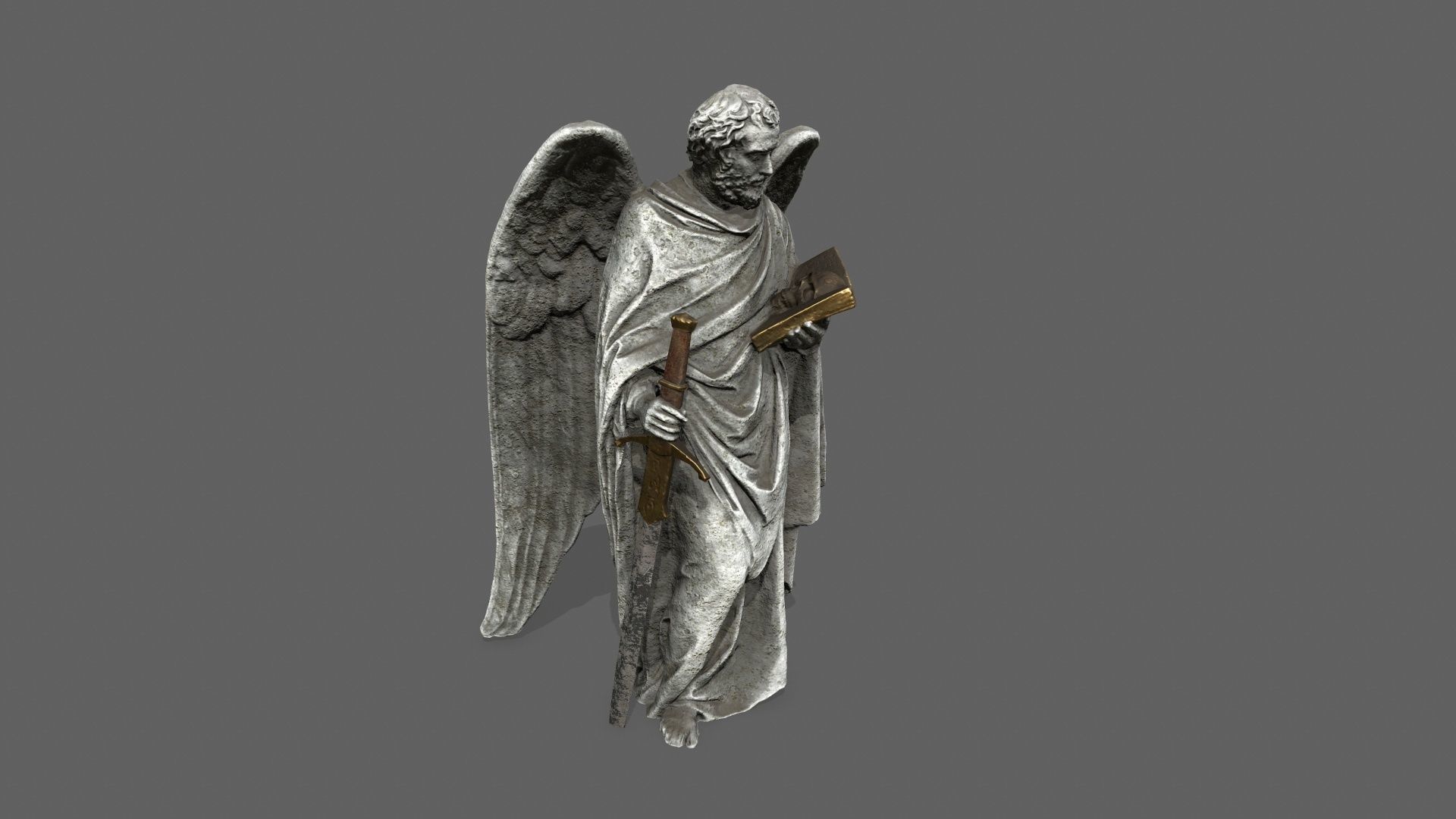 Old Man Statue Low-poly 3D model_8