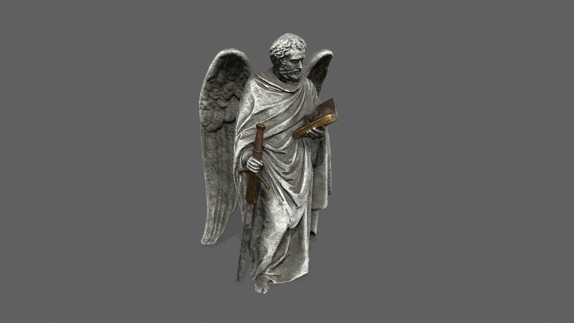 Old Man Statue Low-poly 3D model_2