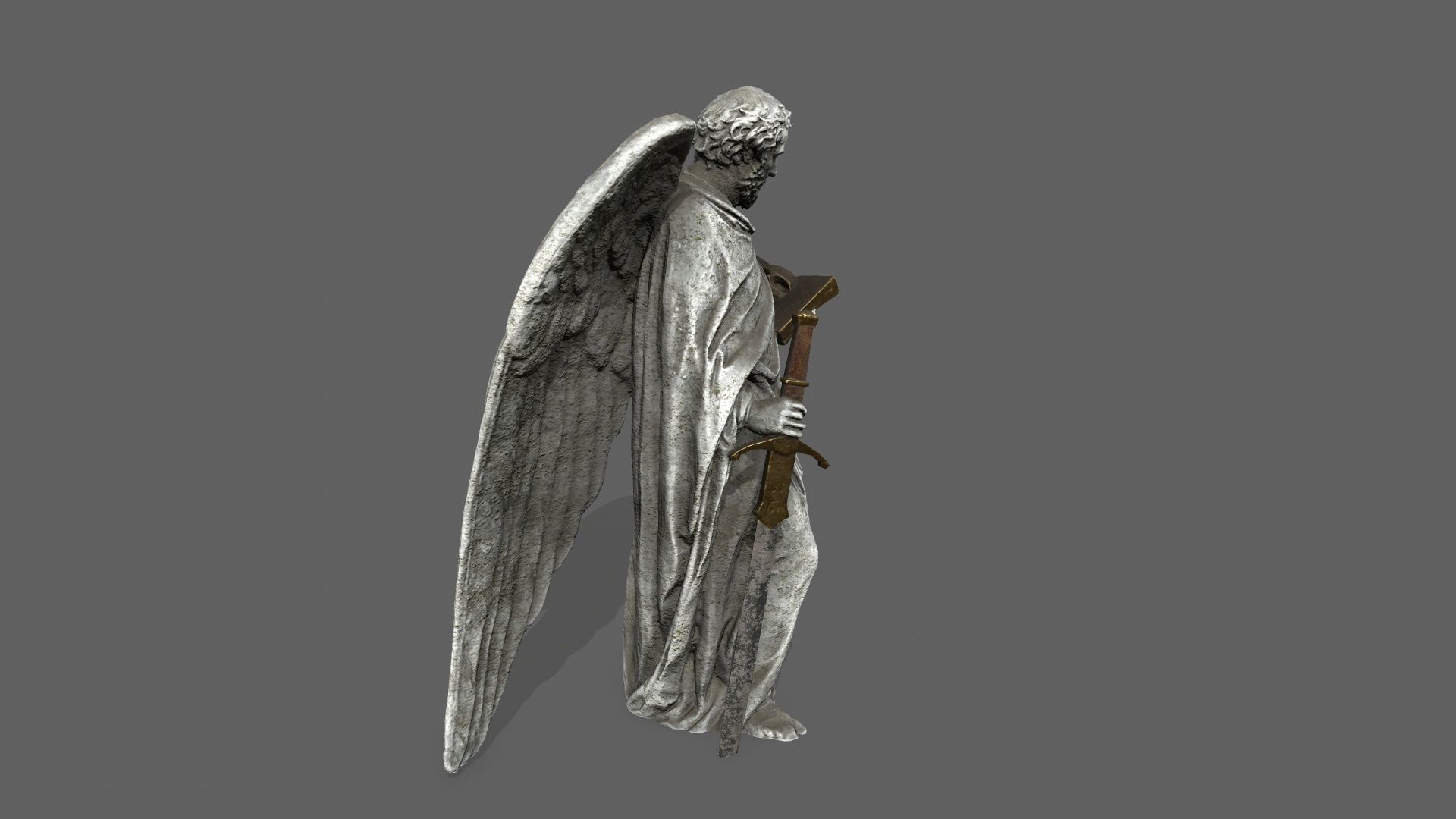 Old Man Statue Low-poly 3D model_7