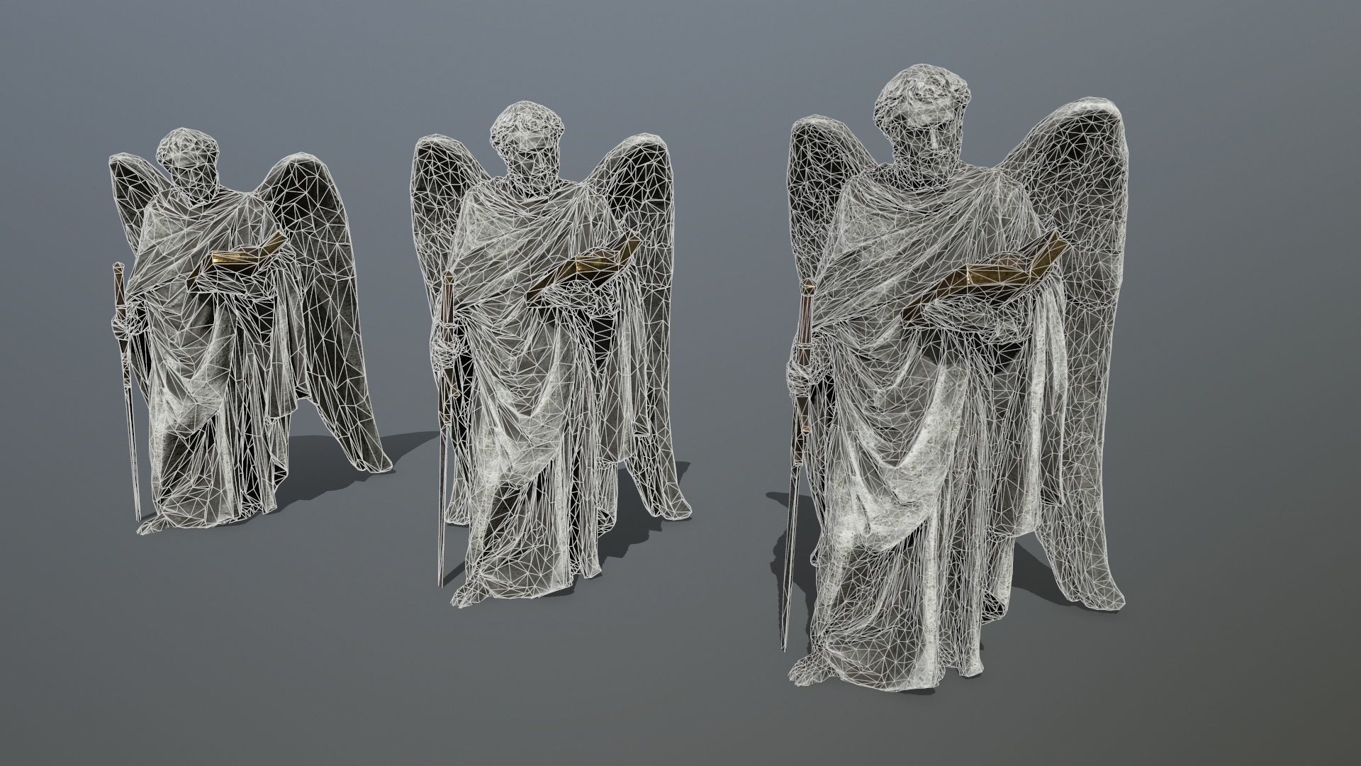 Old Man Statue Low-poly 3D model_11