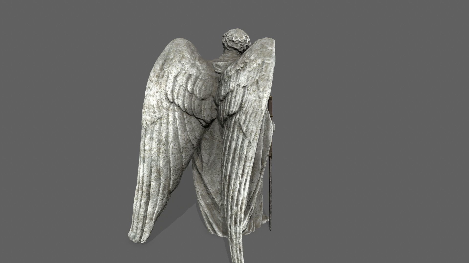 Old Man Statue Low-poly 3D model_6