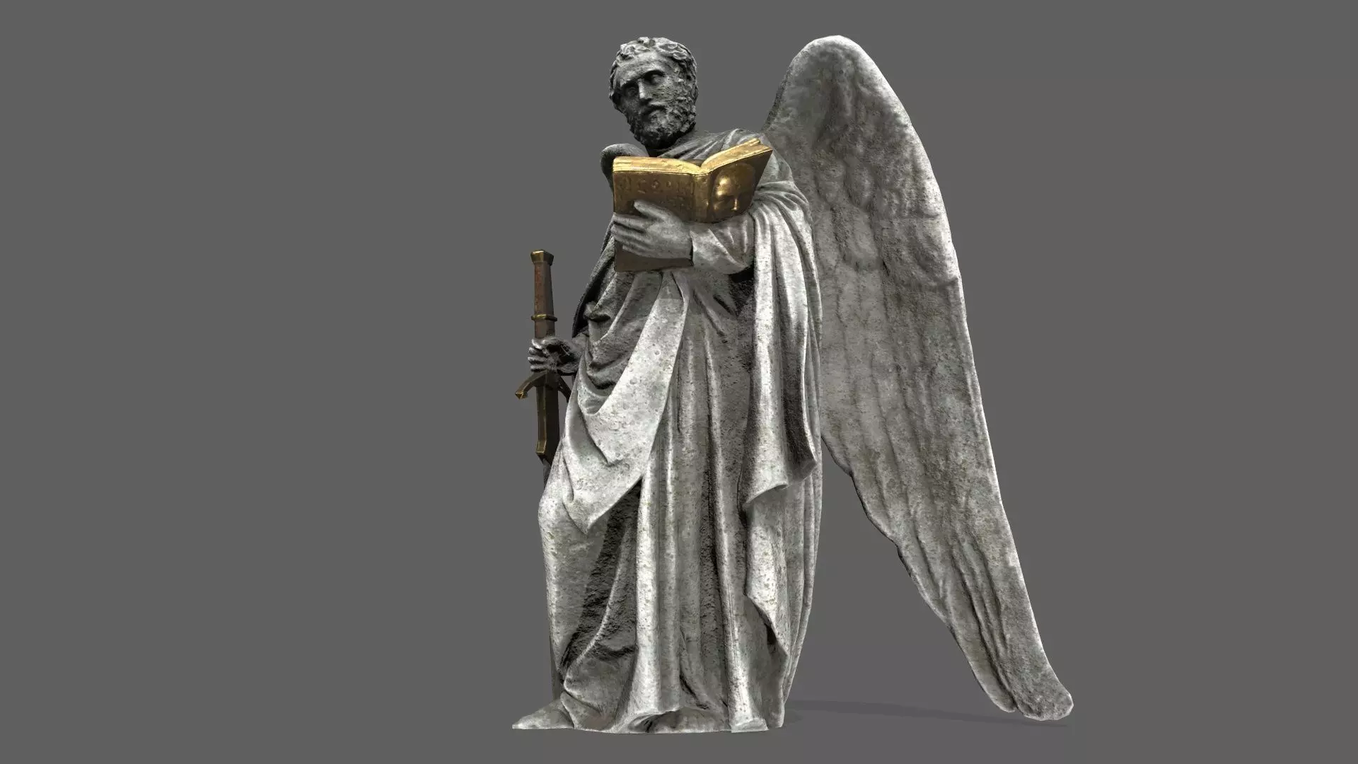 Old Man Statue Low-poly 3D model_0