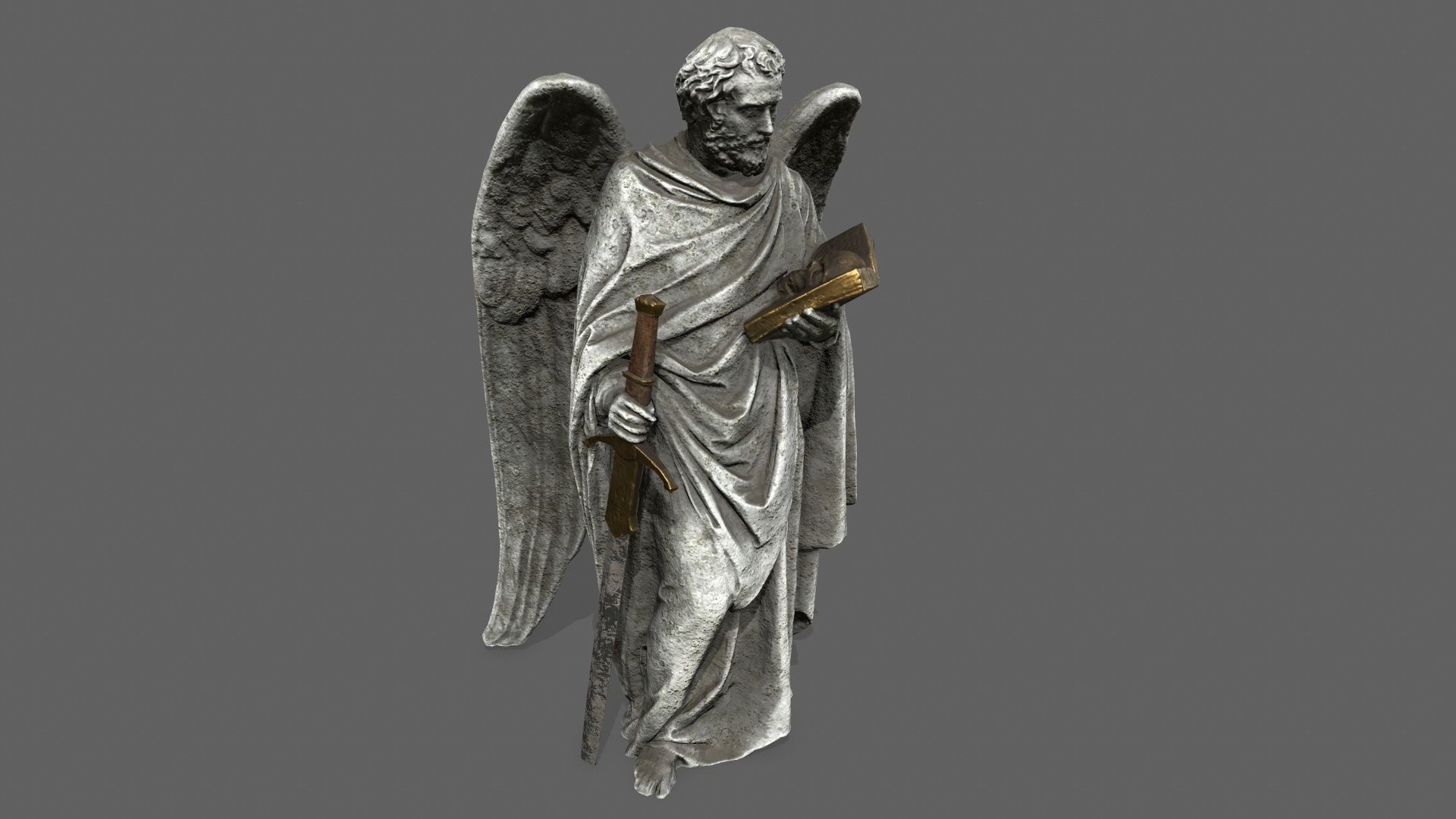 Old Man Statue Low-poly 3D model_1