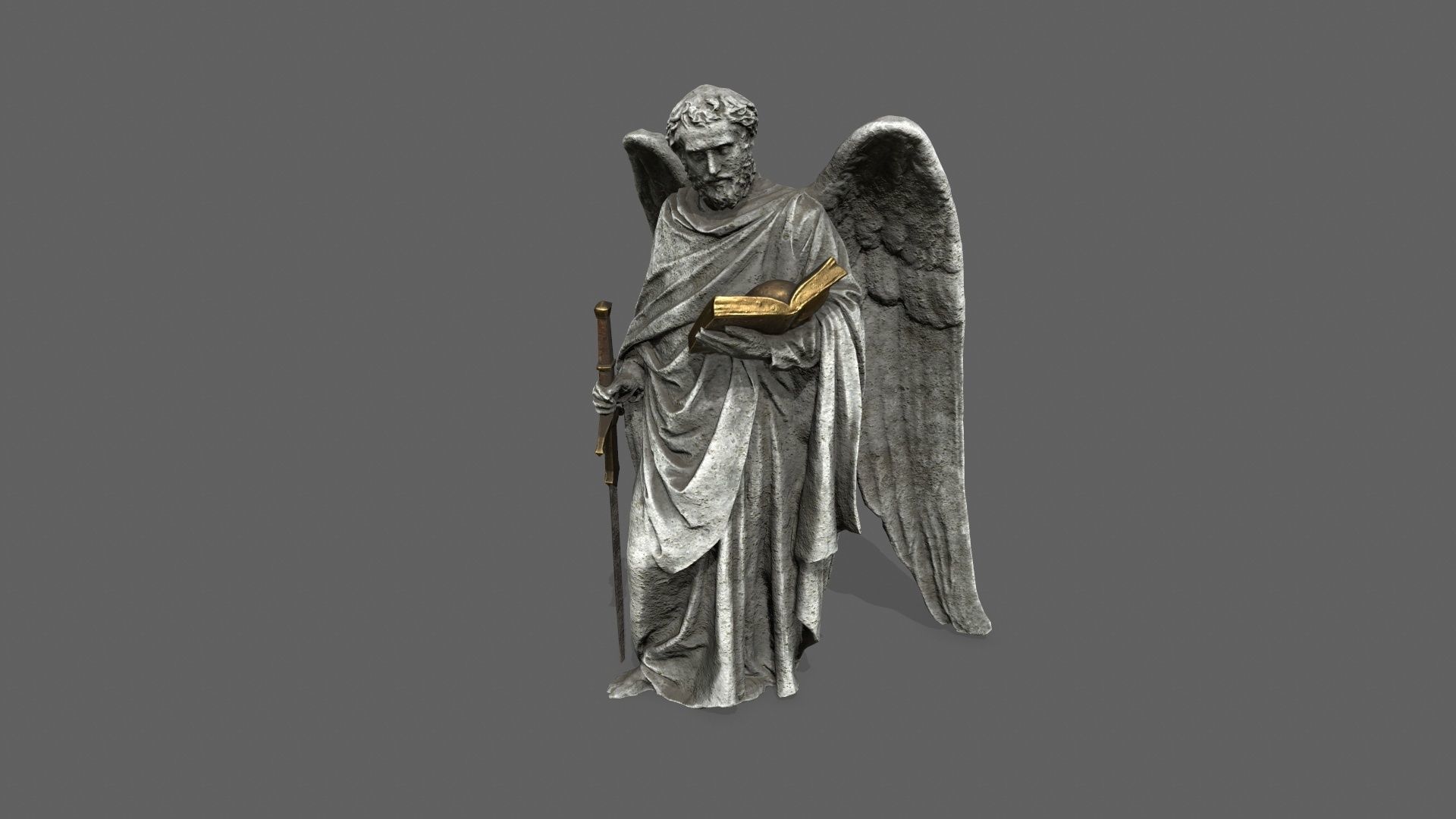 Old Man Statue Low-poly 3D model_3