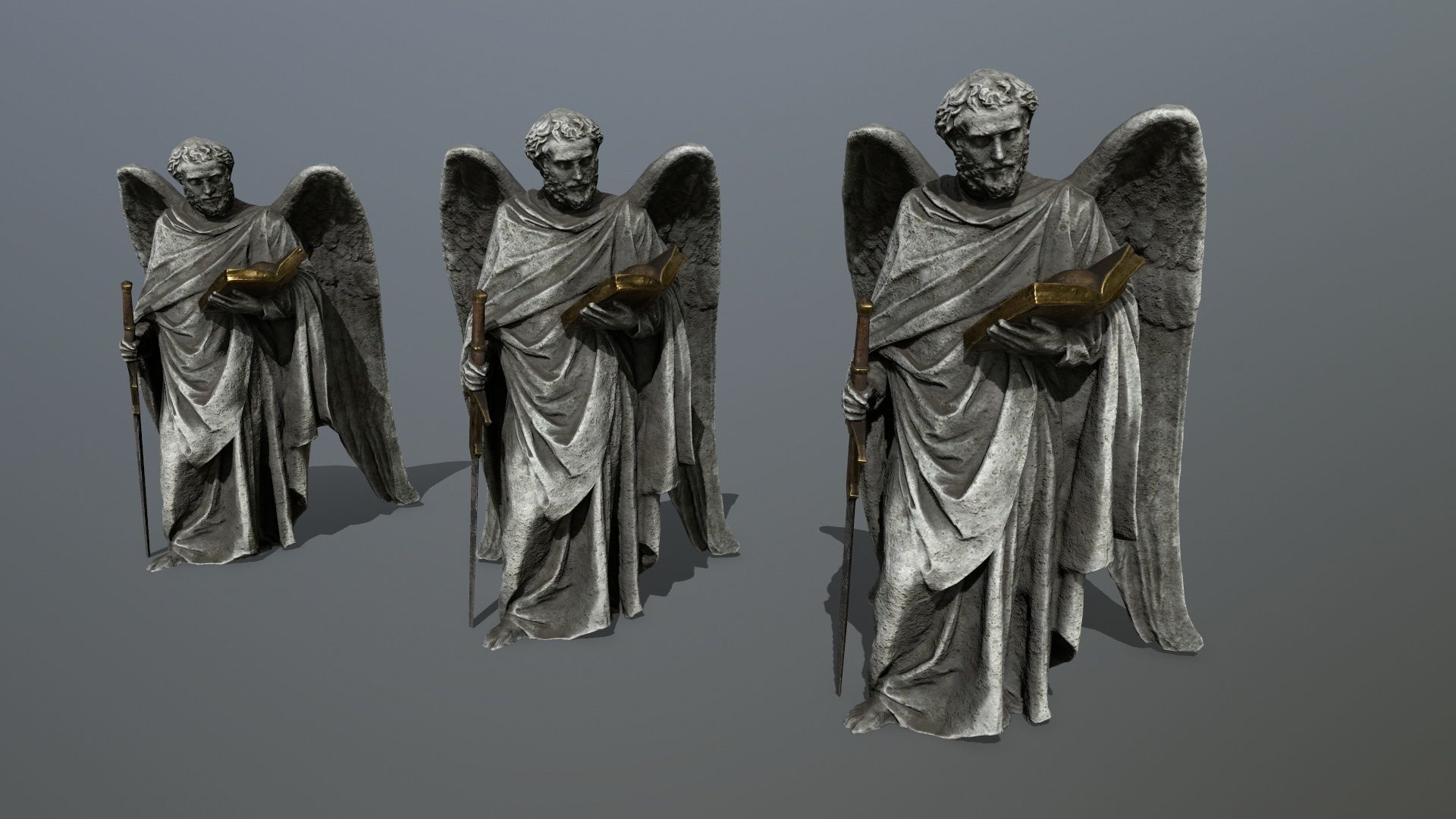 Old Man Statue Low-poly 3D model_10