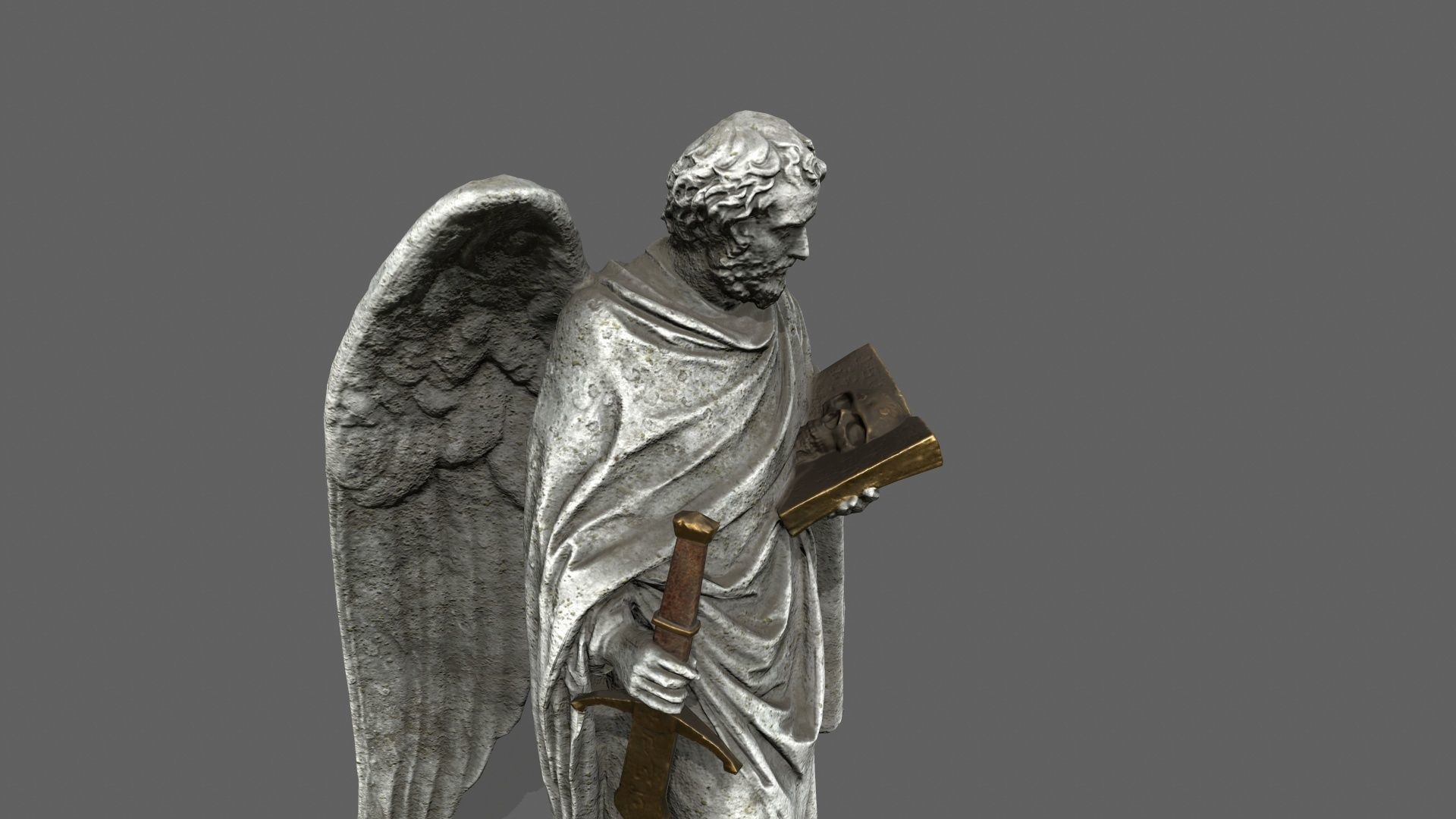 Old Man Statue Low-poly 3D model_9