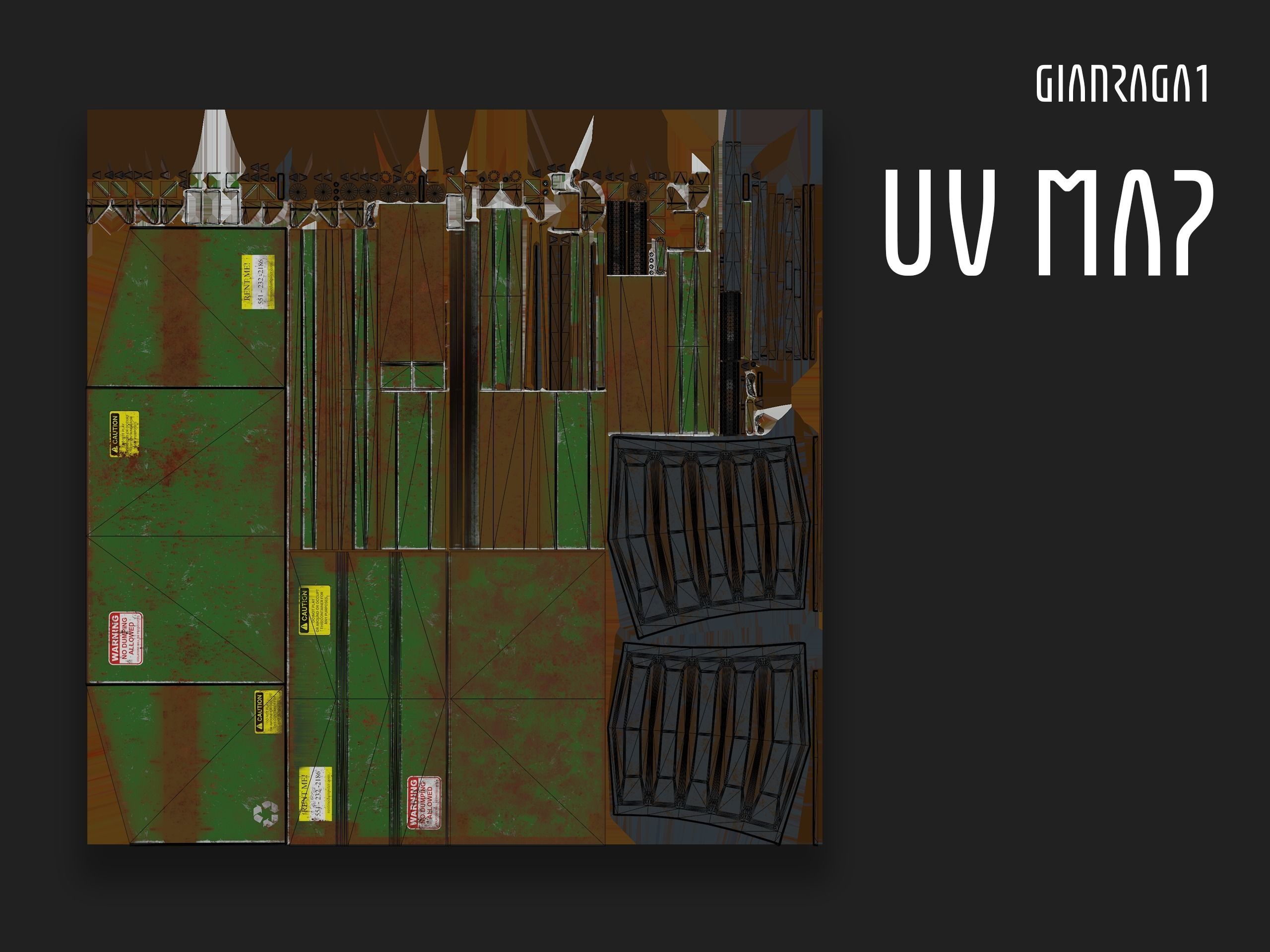 Rusty Dumpster Low-poly 3D model_8