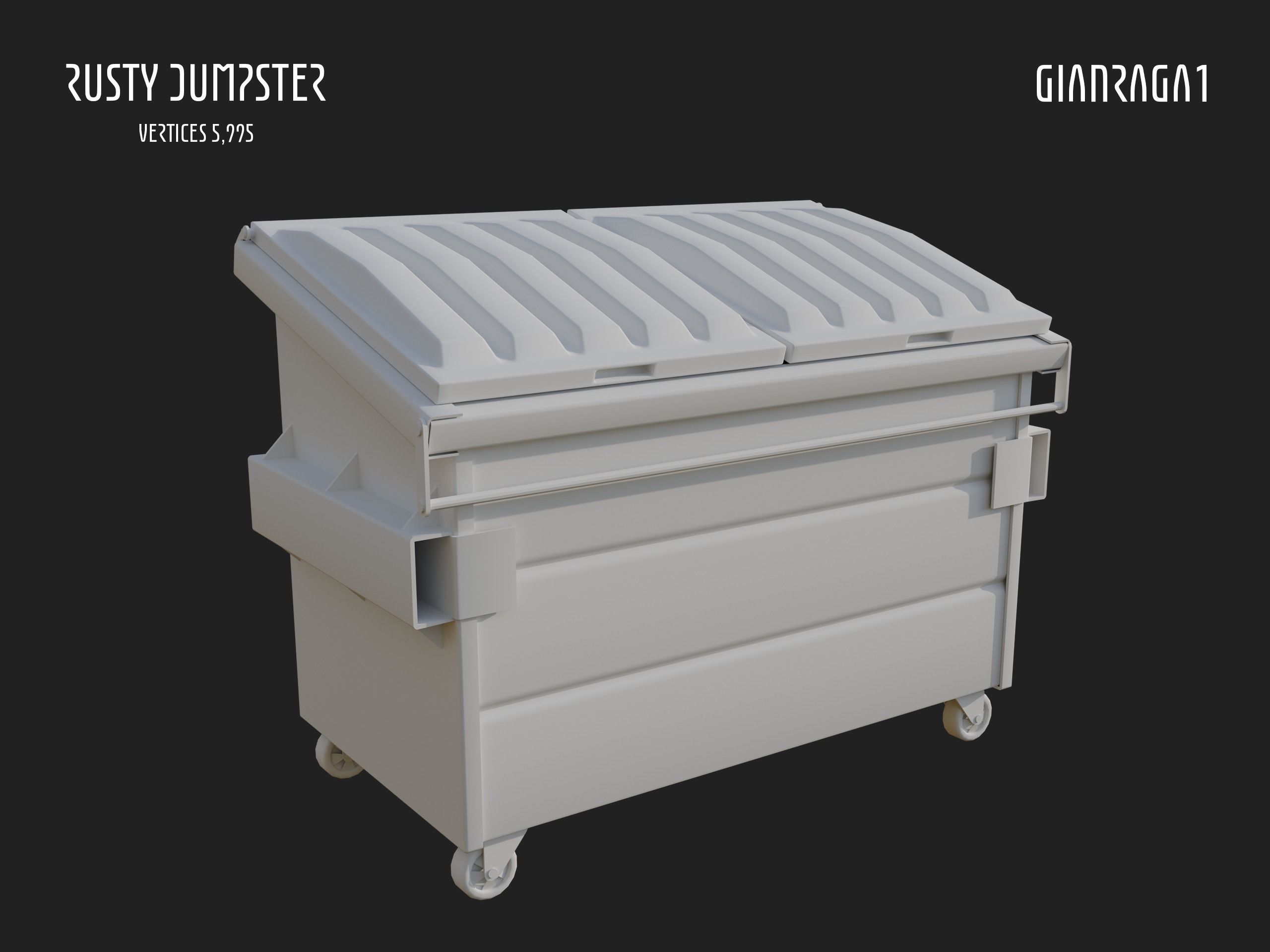 Rusty Dumpster Low-poly 3D model_7