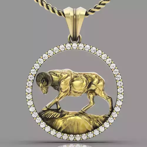 Goat  pendant silver gold printable jewelry 3D model