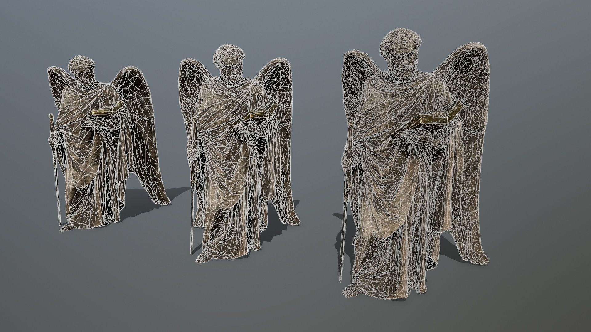 Old Man Statue Low-poly 3D model_11