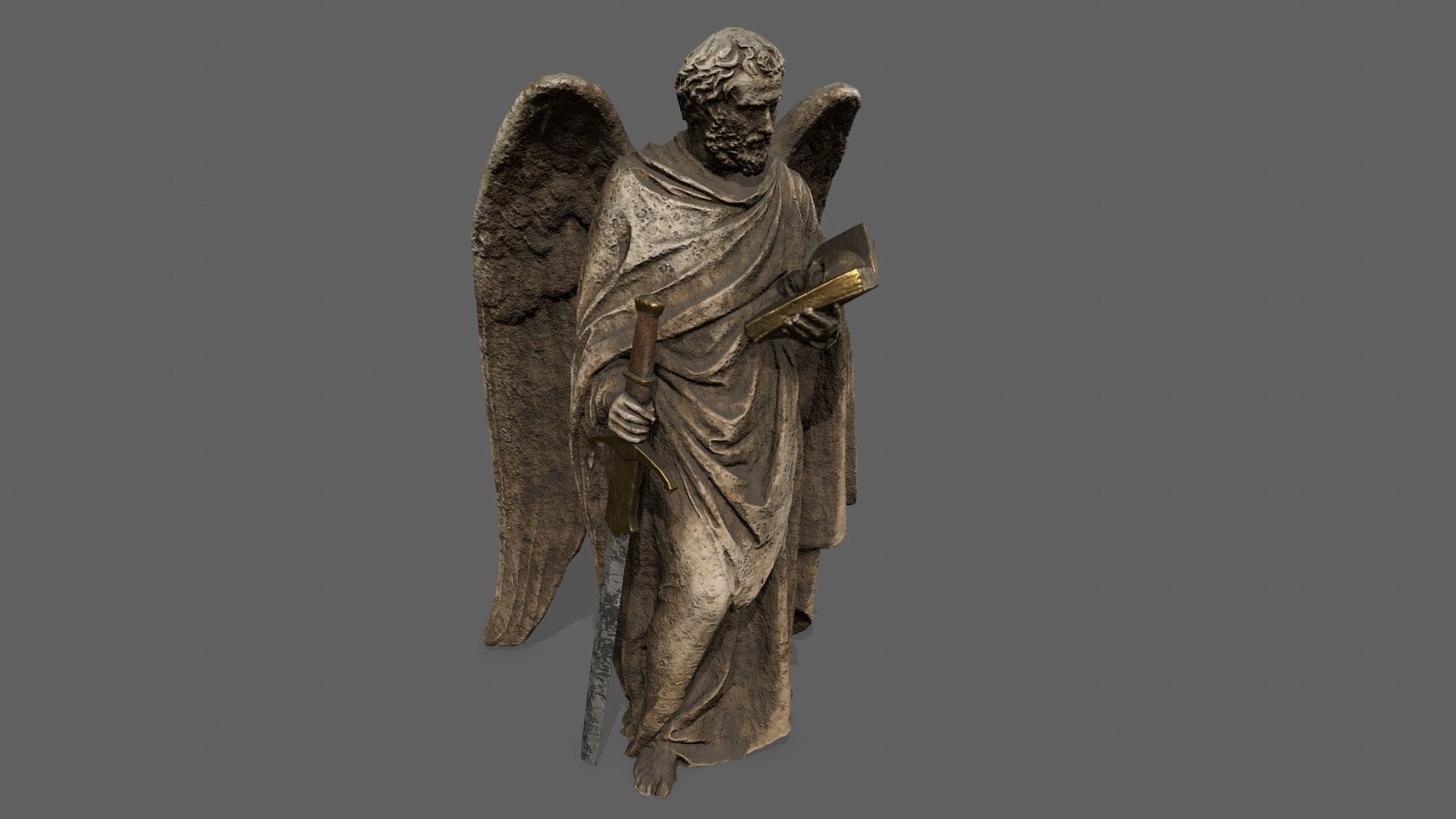 Old Man Statue Low-poly 3D model_1