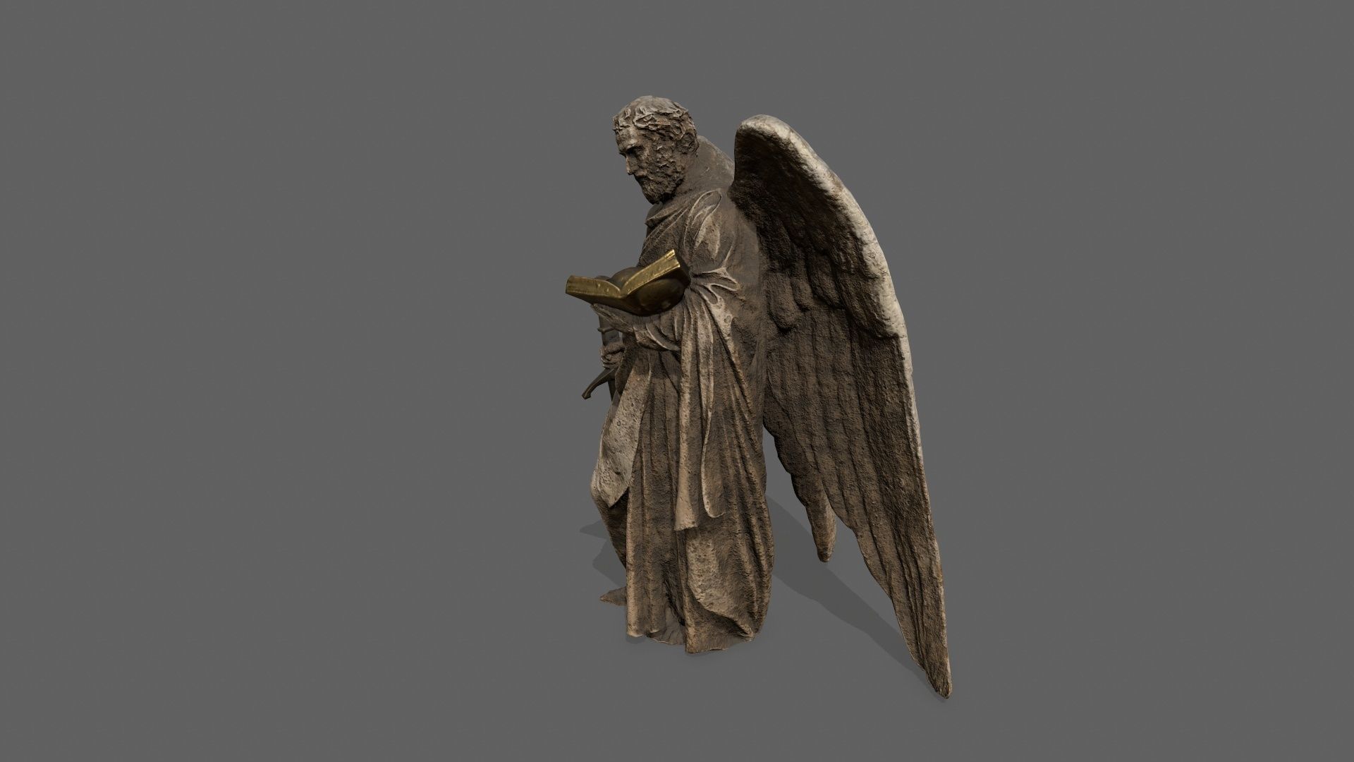 Old Man Statue Low-poly 3D model_4