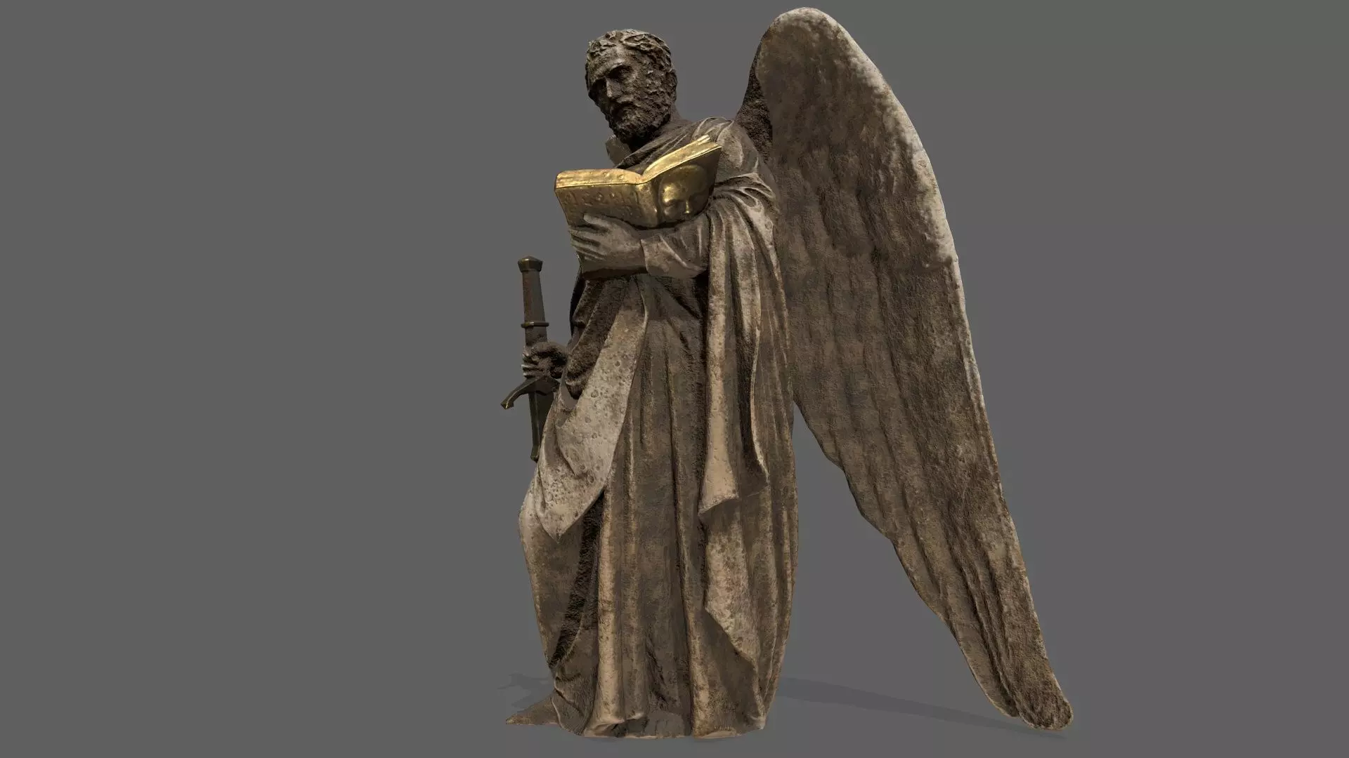 Old Man Statue Low-poly 3D model_0