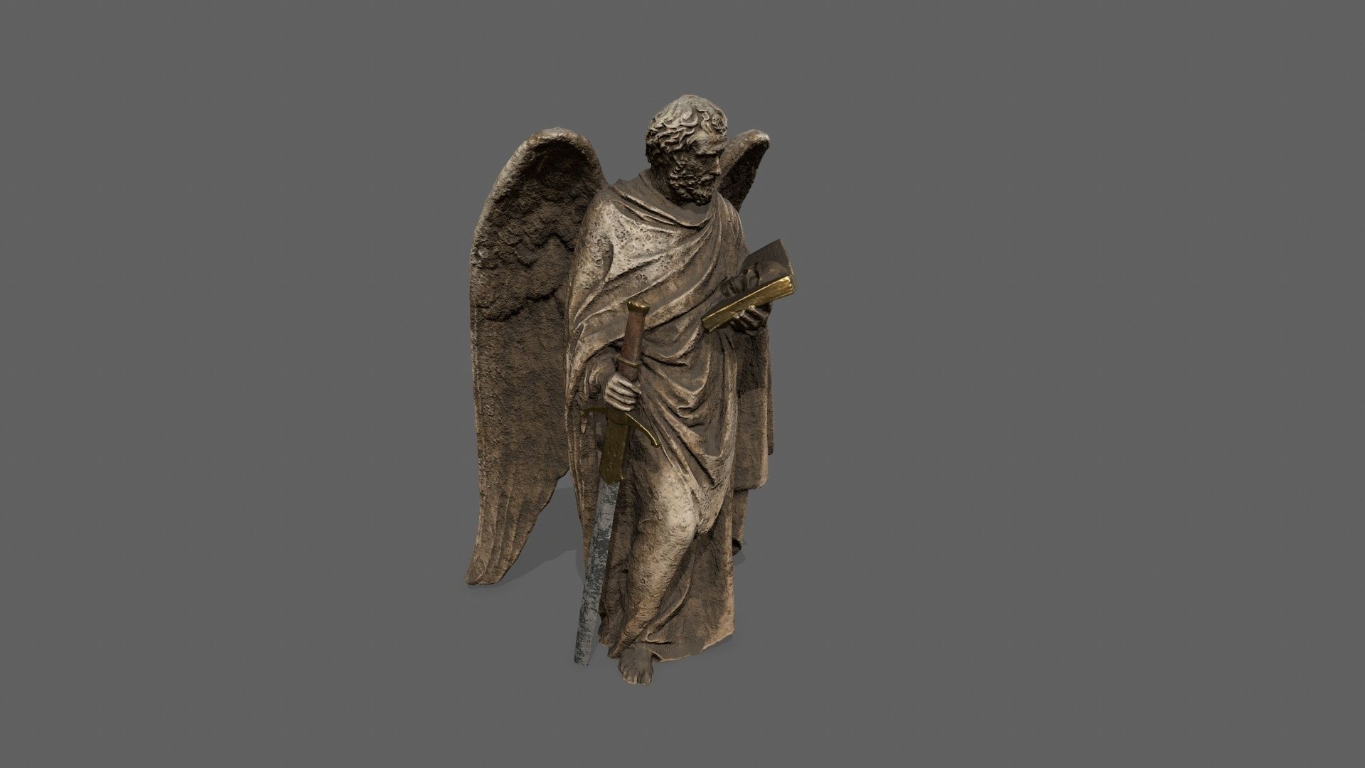 Old Man Statue Low-poly 3D model_8