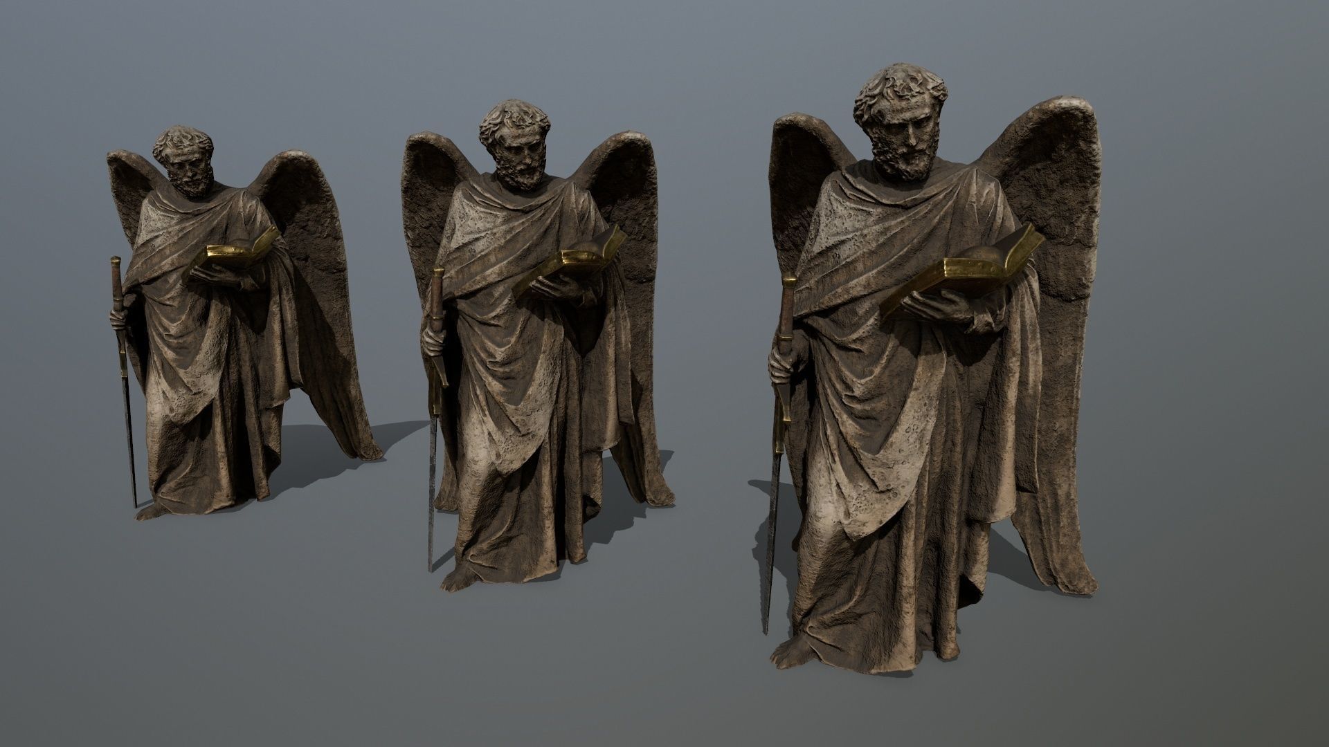 Old Man Statue Low-poly 3D model_10