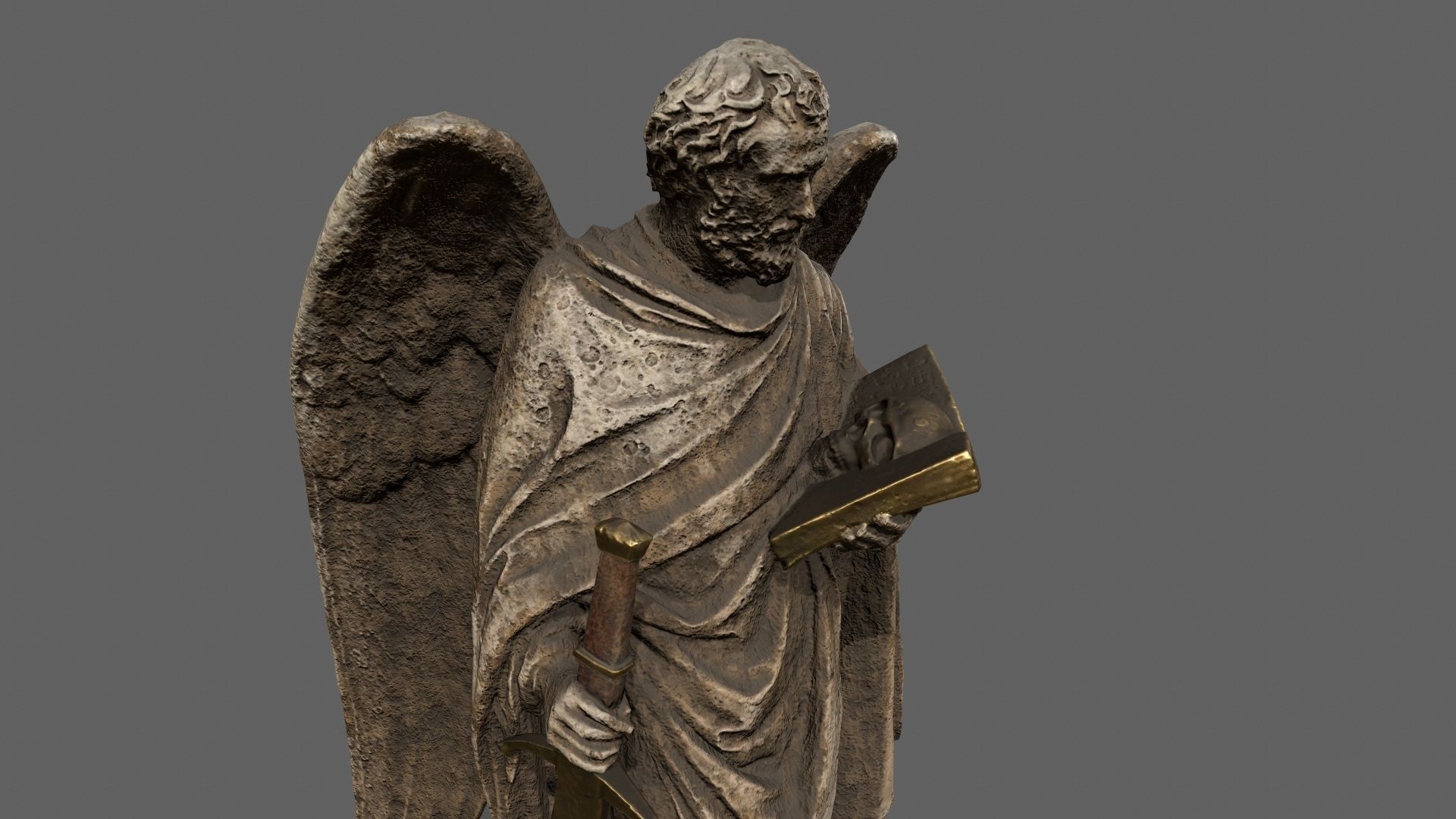 Old Man Statue Low-poly 3D model_9