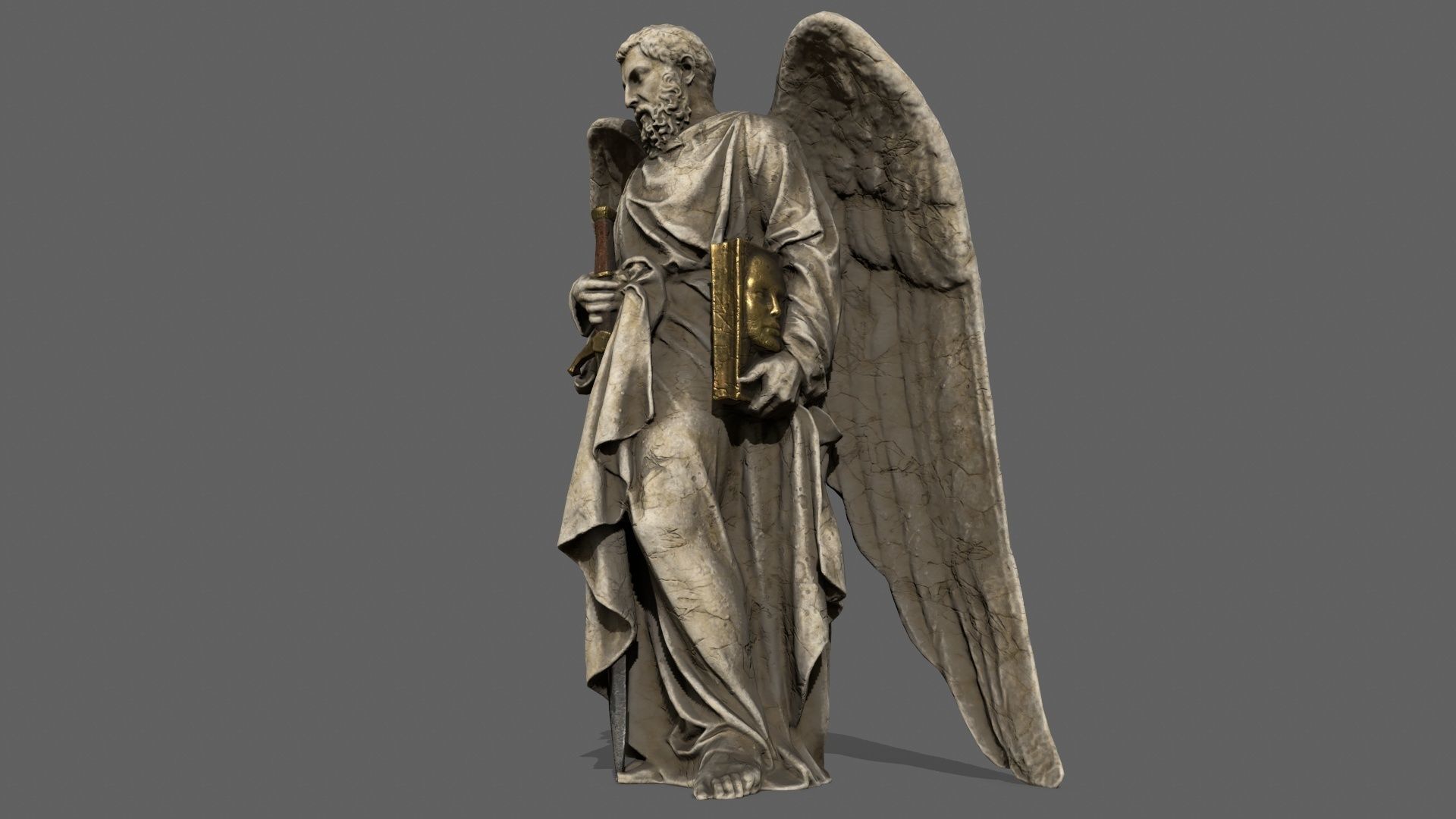 Old Man Statue Low-poly 3D model_1