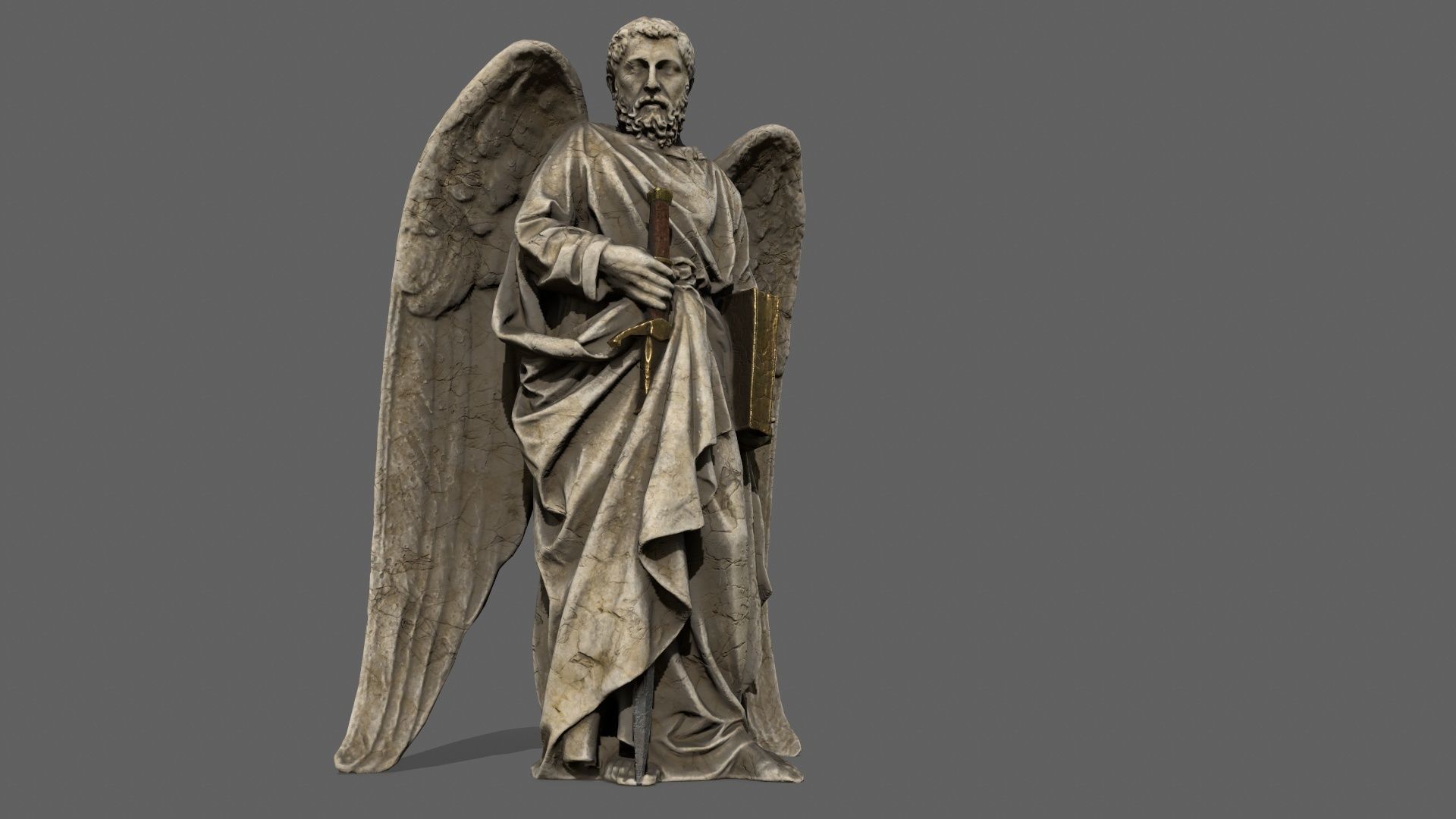 Old Man Statue Low-poly 3D model_2