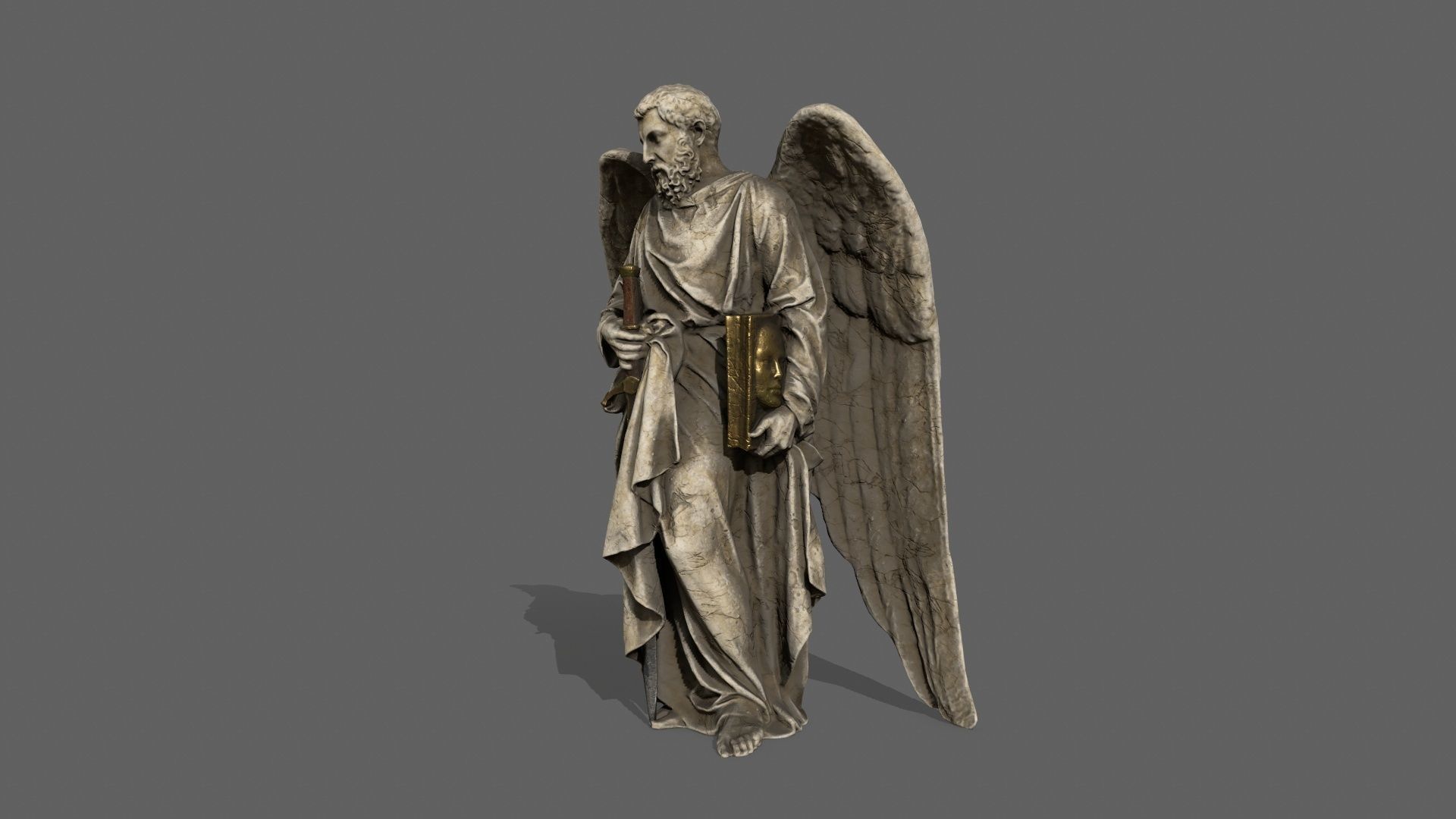 Old Man Statue Low-poly 3D model_3