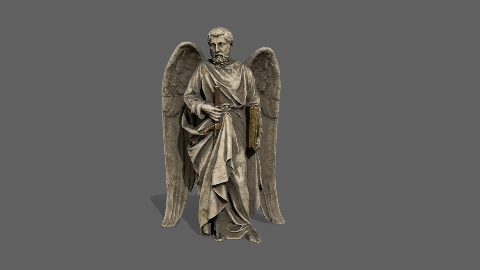 Old Man Statue Low-poly 3D model_4