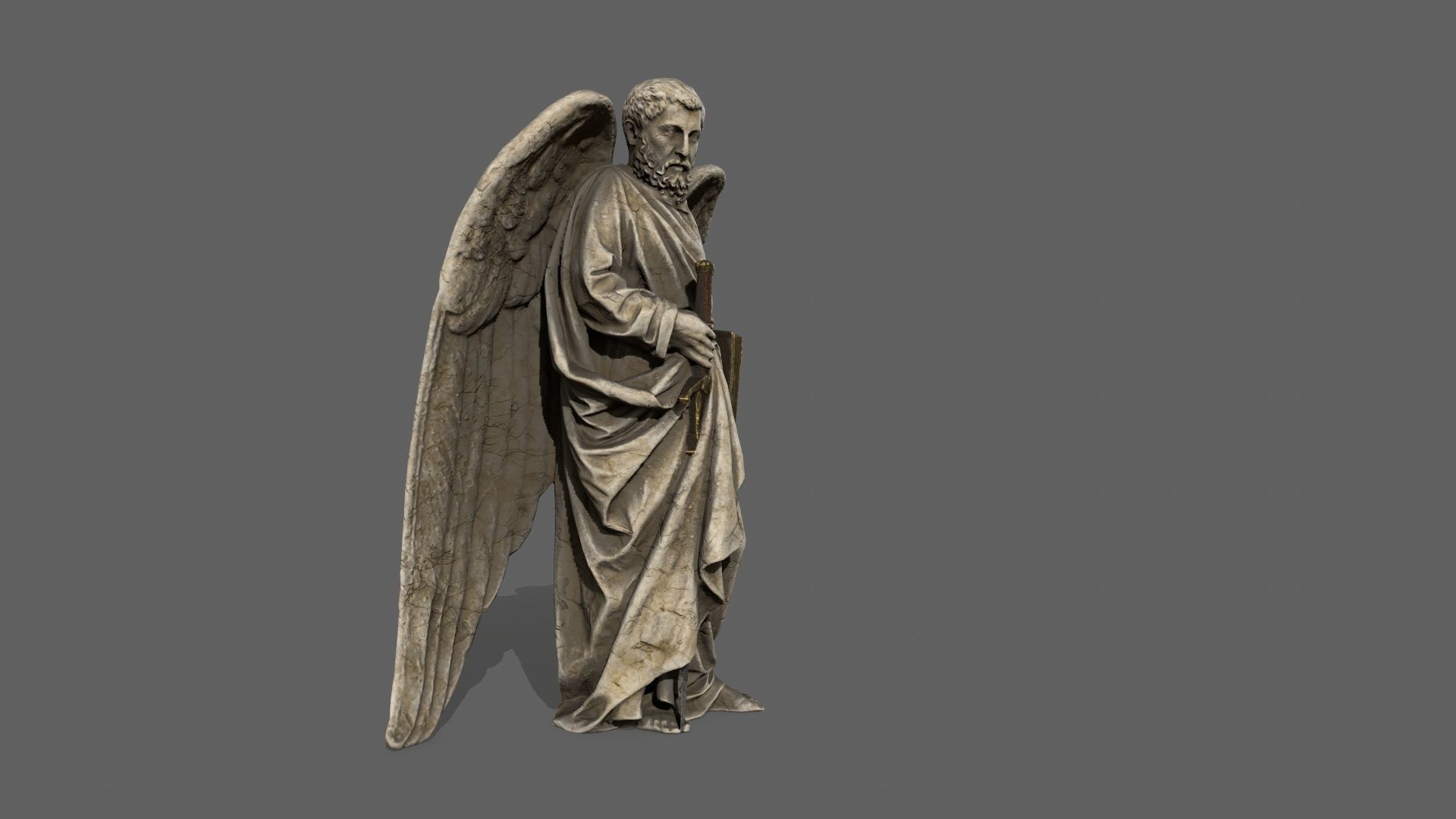 Old Man Statue Low-poly 3D model_5