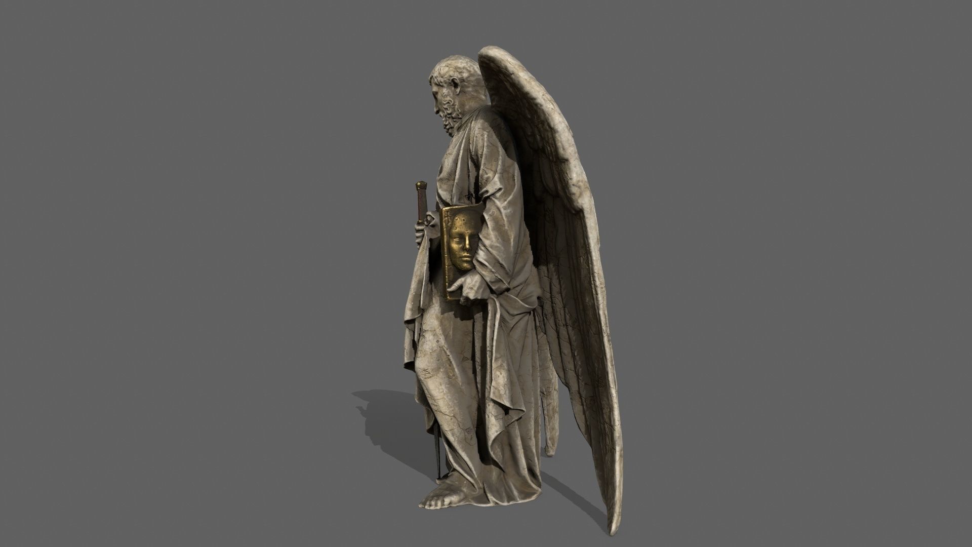 Old Man Statue Low-poly 3D model_9