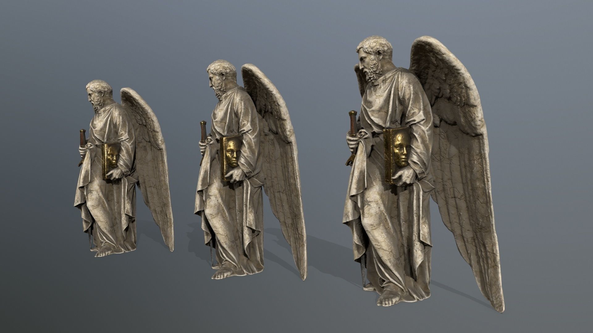 Old Man Statue Low-poly 3D model_10