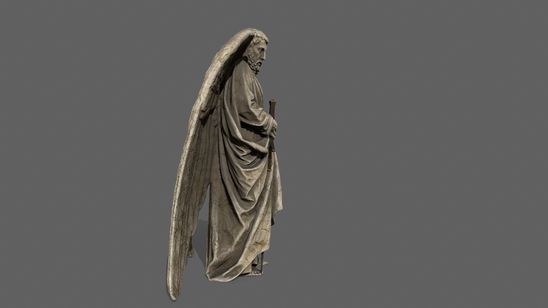 Old Man Statue Low-poly 3D model_6