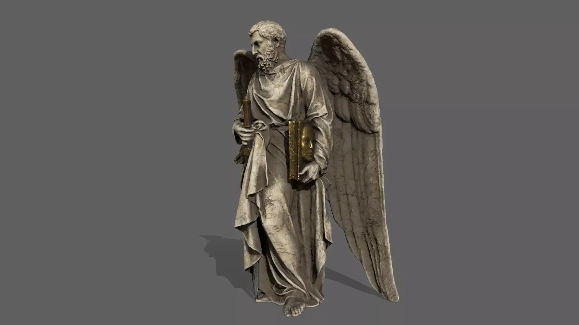 Old Man Statue Low-poly 3D model_0