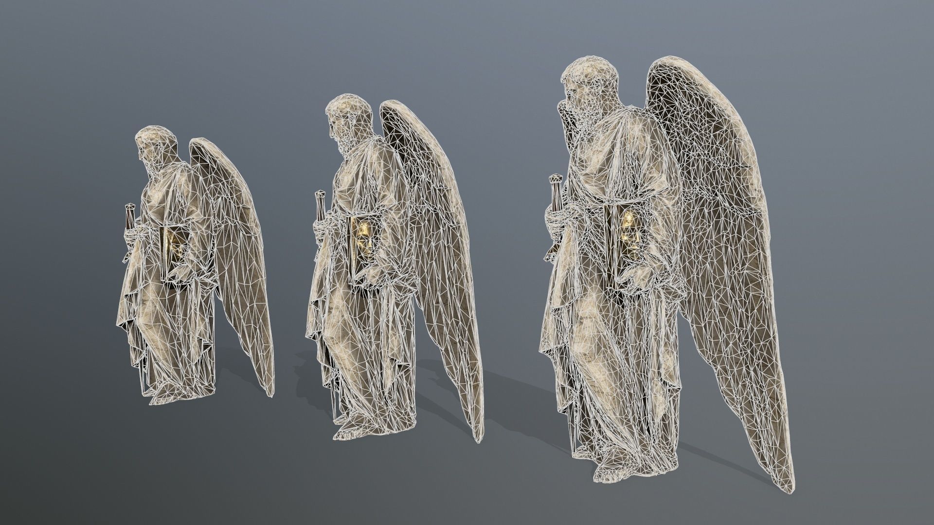 Old Man Statue Low-poly 3D model_11