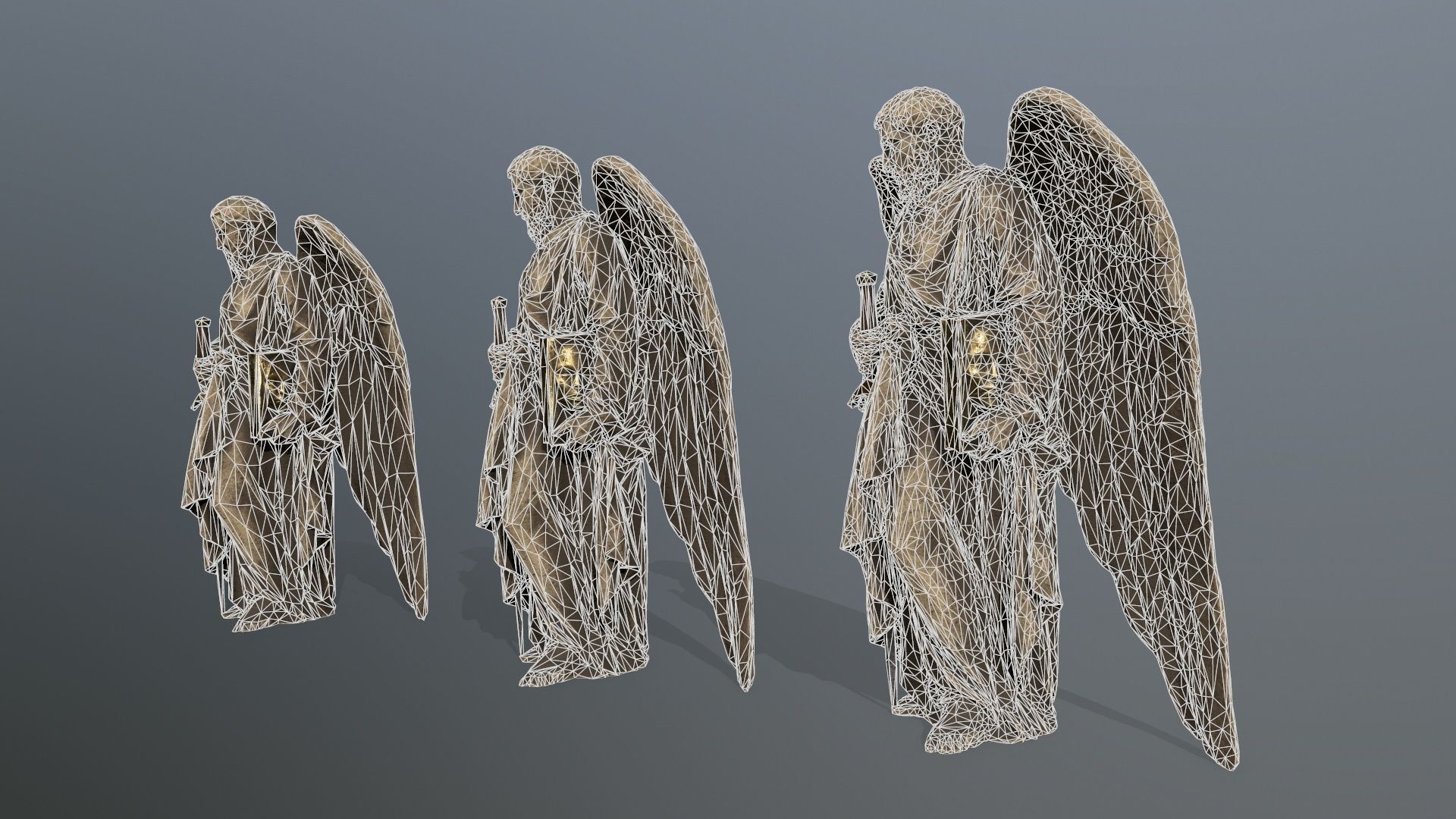 Old Man Statue Low-poly 3D model_10