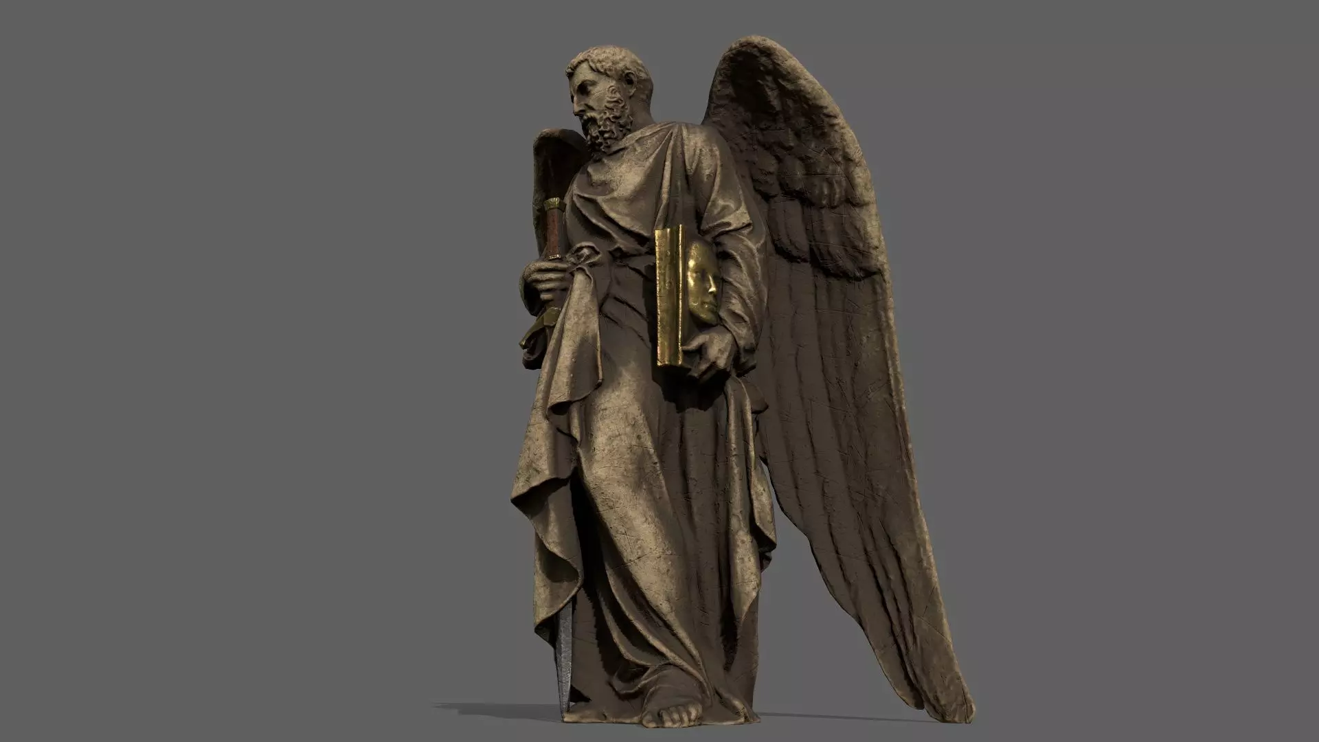 Old Man Statue Low-poly 3D model_0