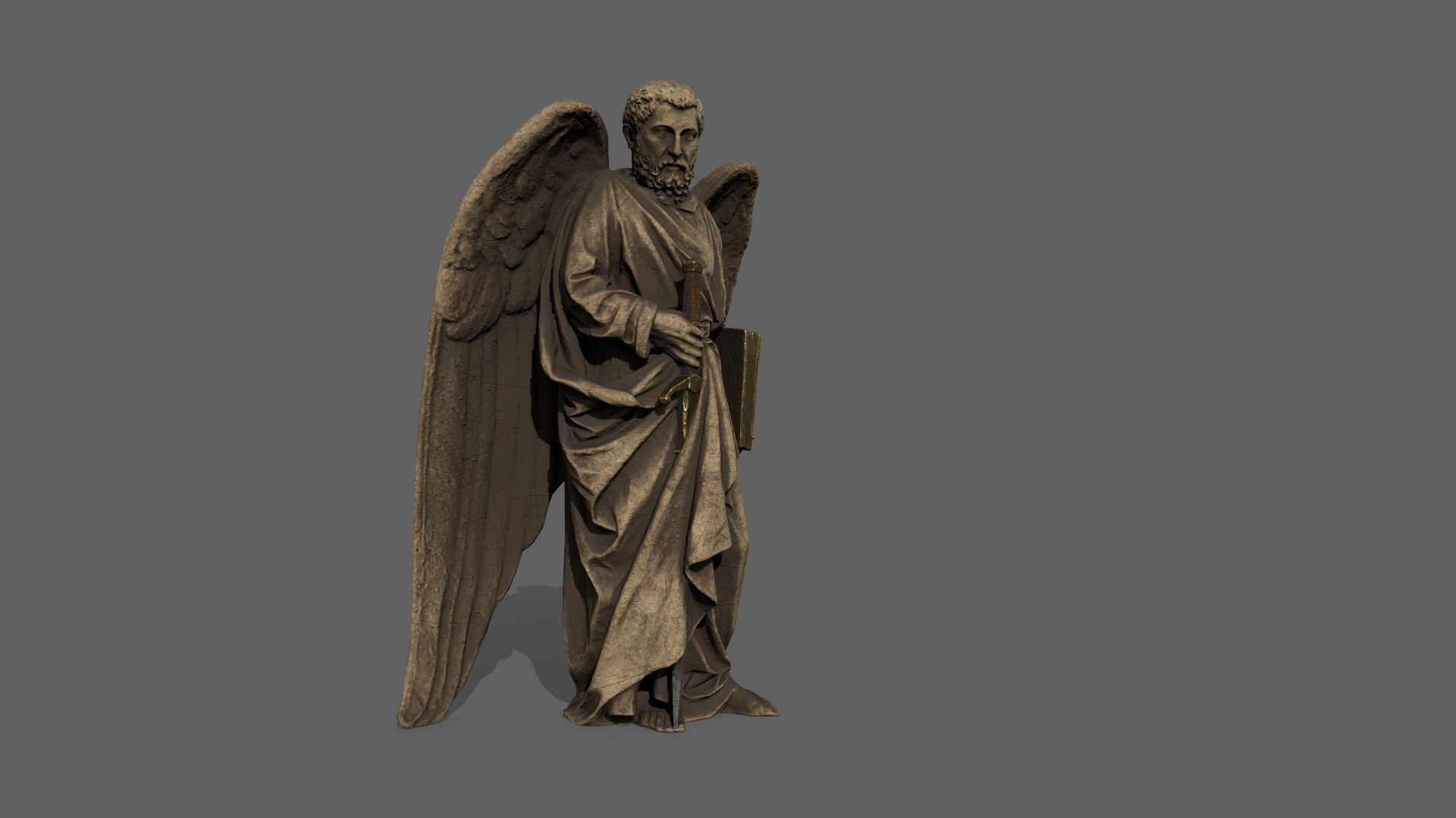 Old Man Statue Low-poly 3D model_8