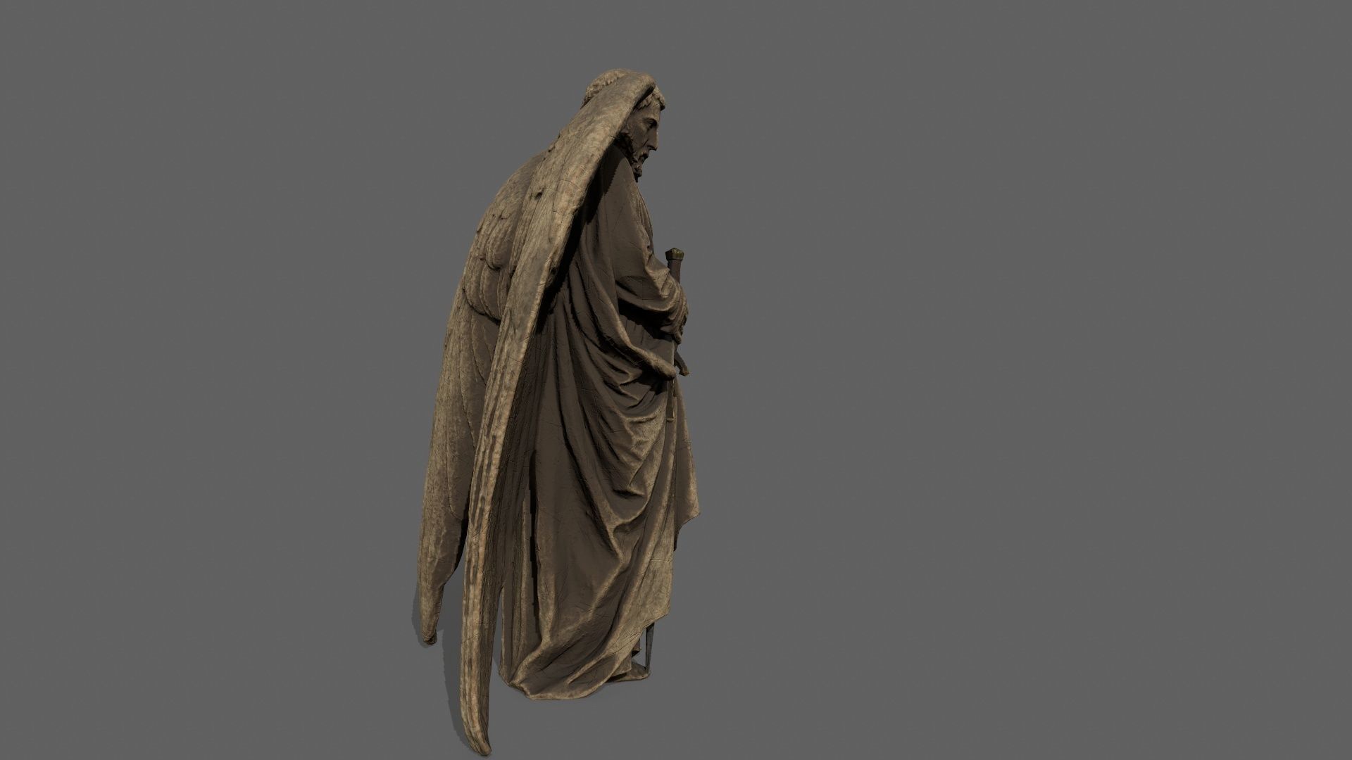 Old Man Statue Low-poly 3D model_7