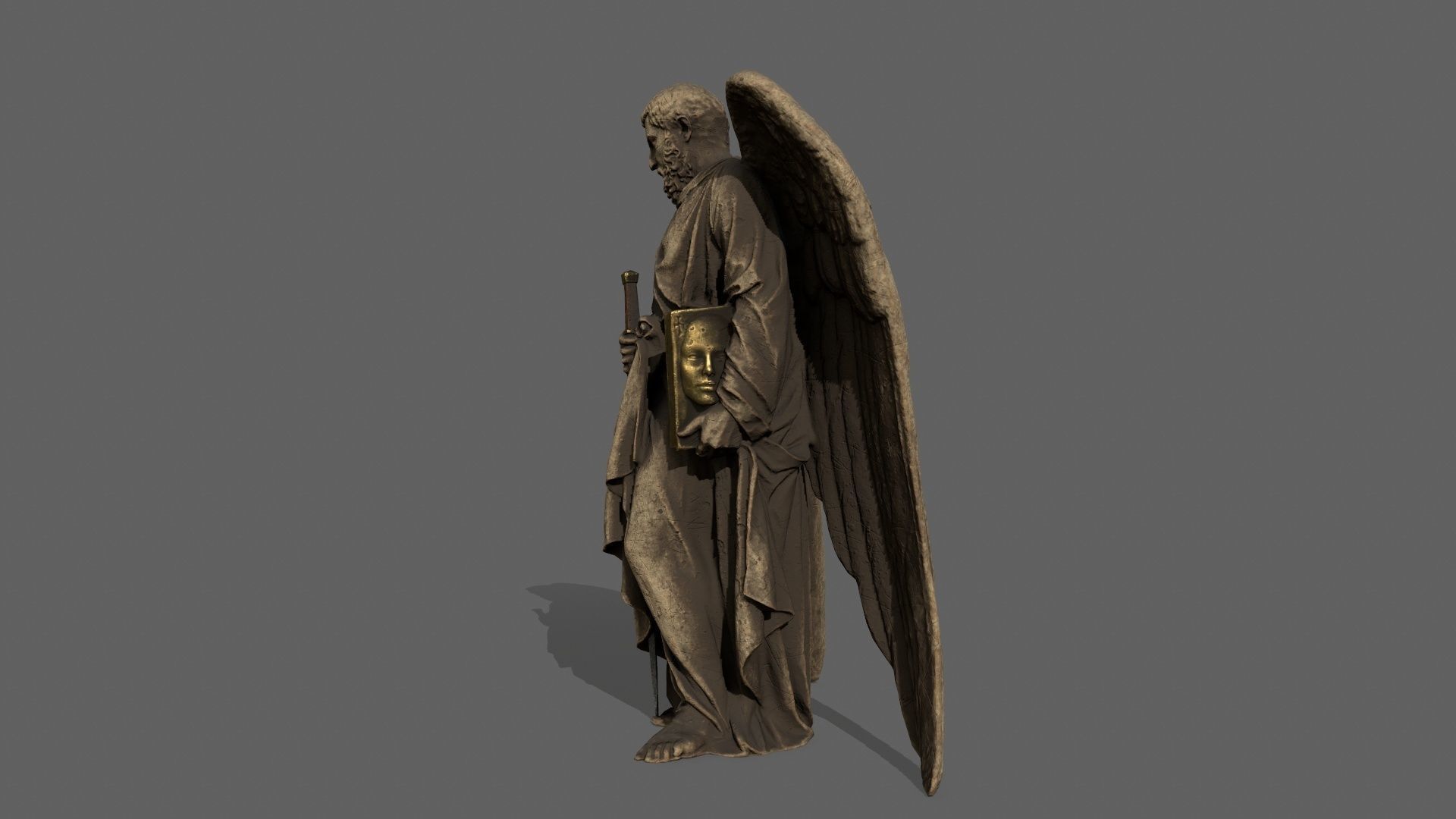 Old Man Statue Low-poly 3D model_4