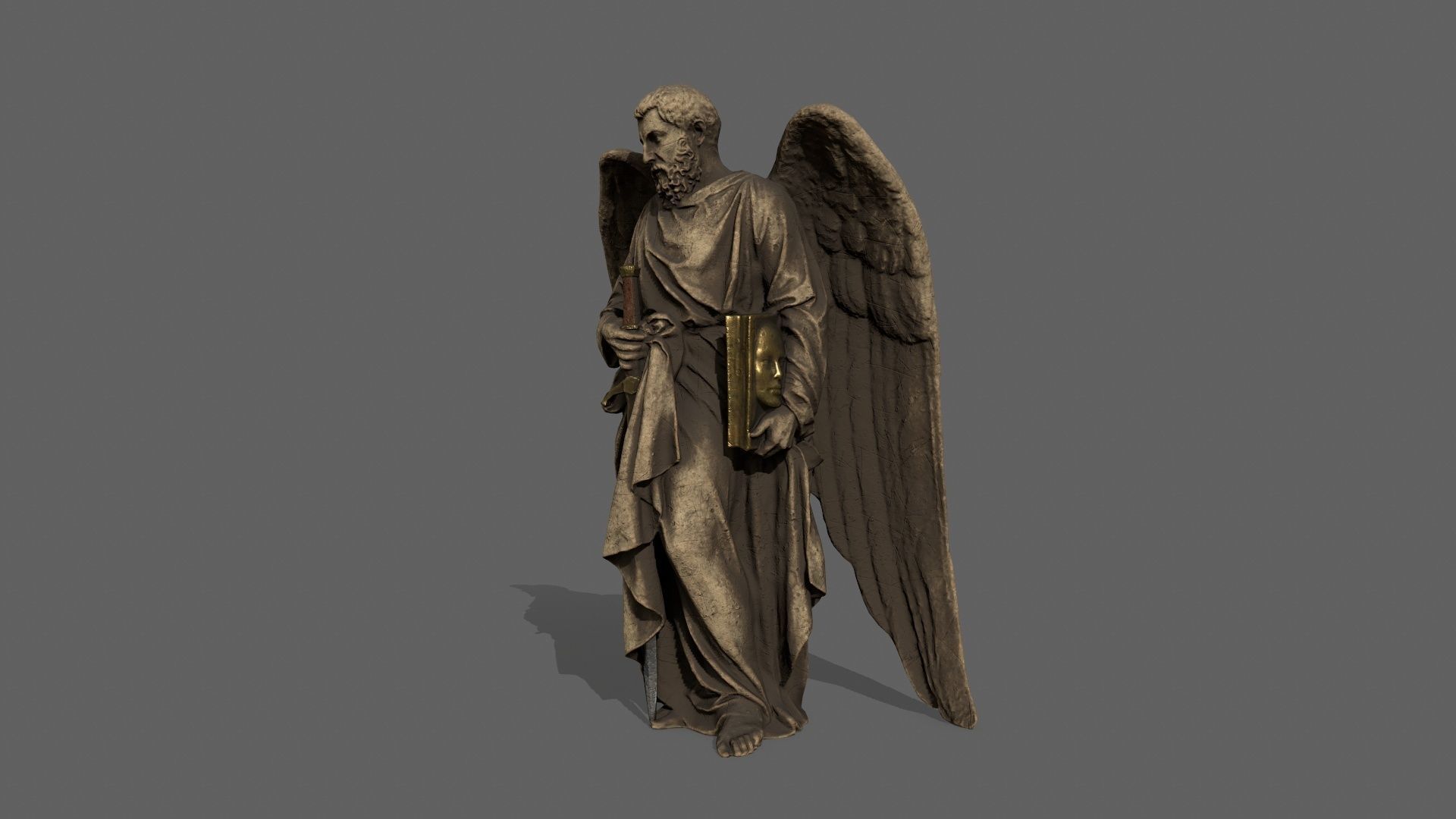 Old Man Statue Low-poly 3D model_3