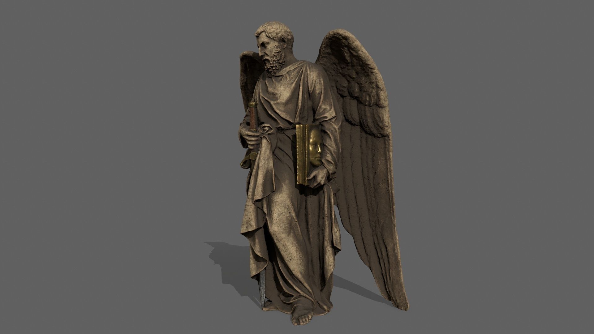 Old Man Statue Low-poly 3D model_2