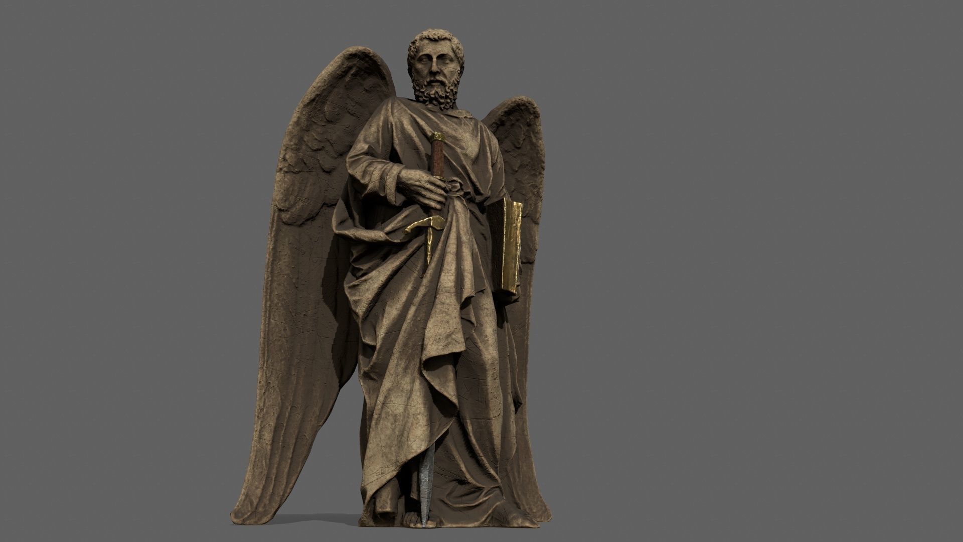 Old Man Statue Low-poly 3D model_1