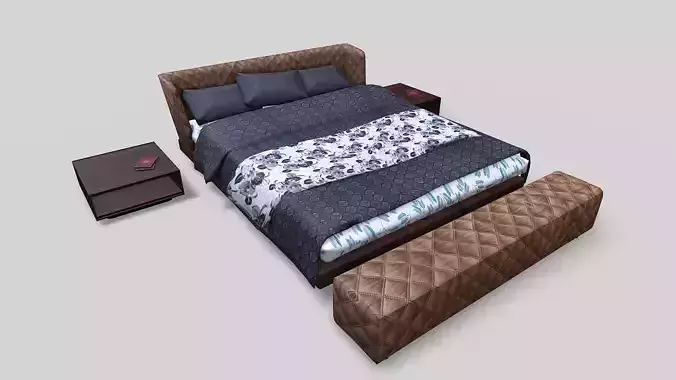 The Kip bed with upholstered headboard and footboard