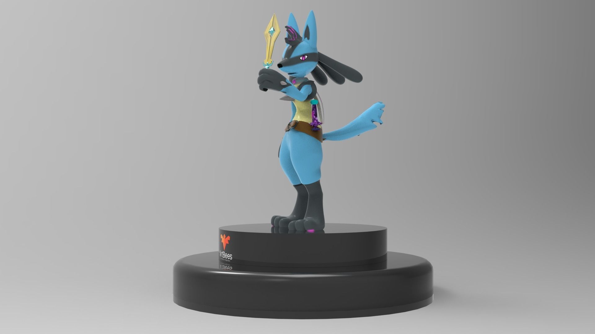 Lucario avatar Low-poly 3D model_2
