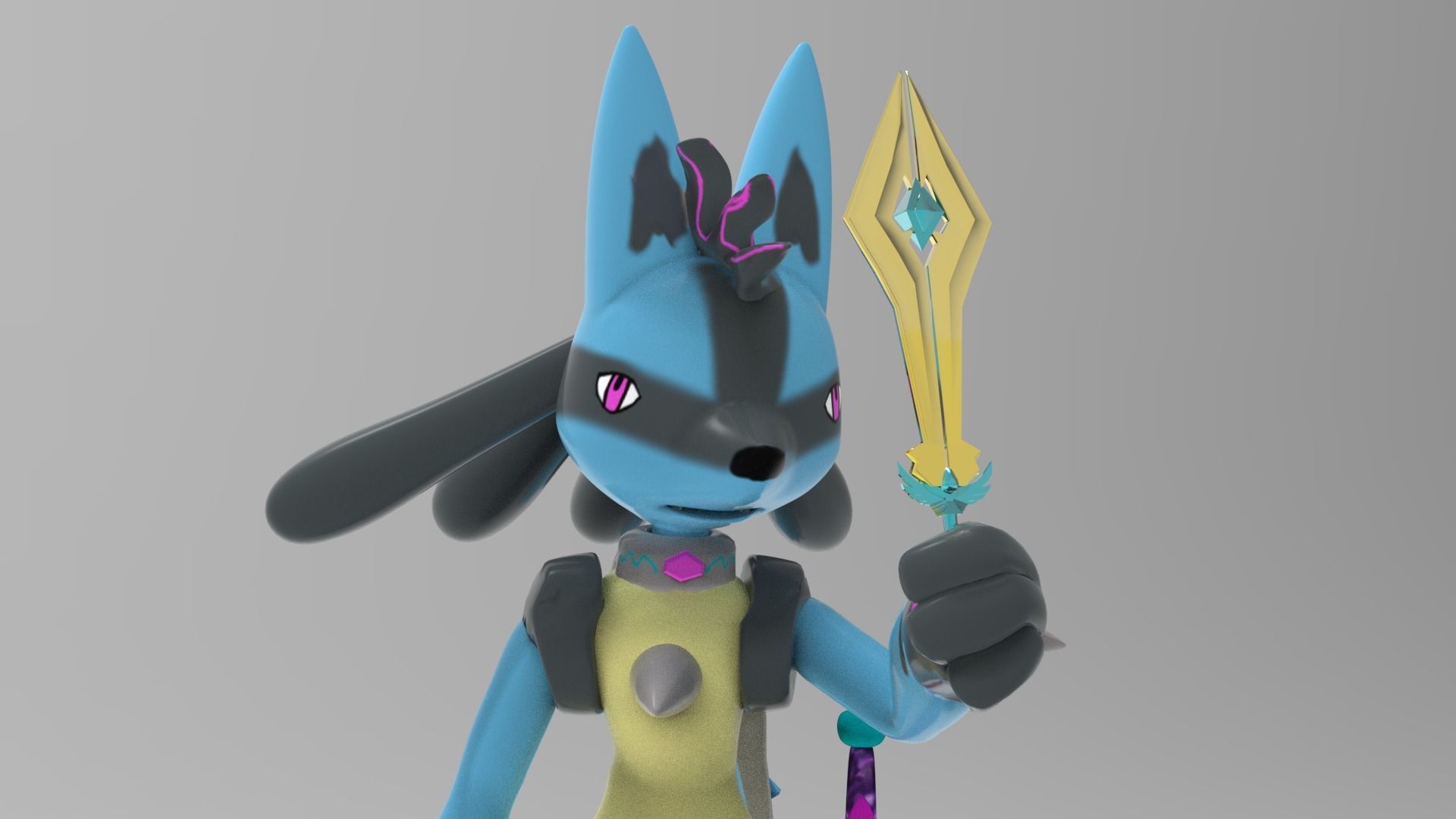 Lucario avatar Low-poly 3D model_9