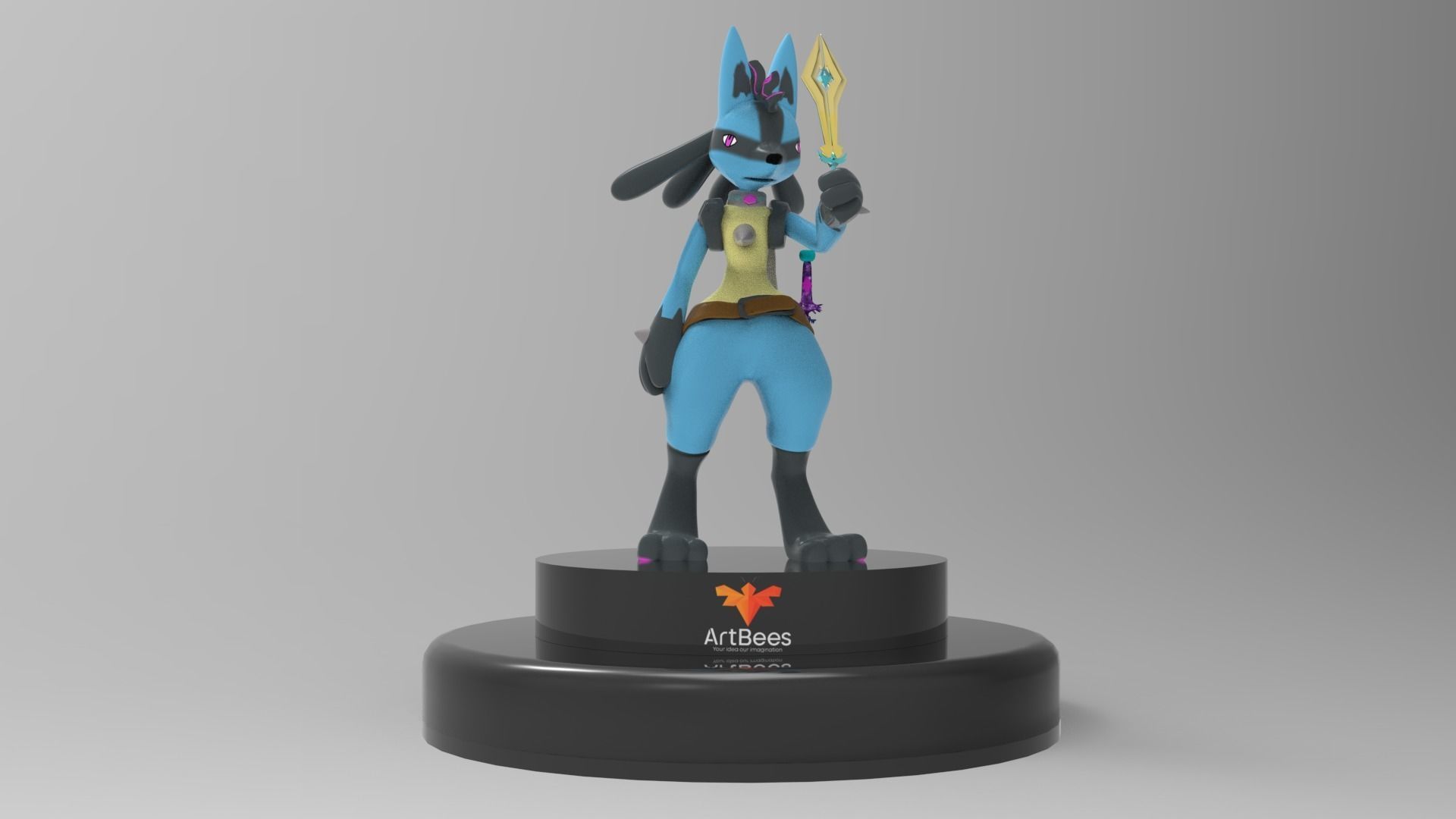 Lucario avatar Low-poly 3D model_1