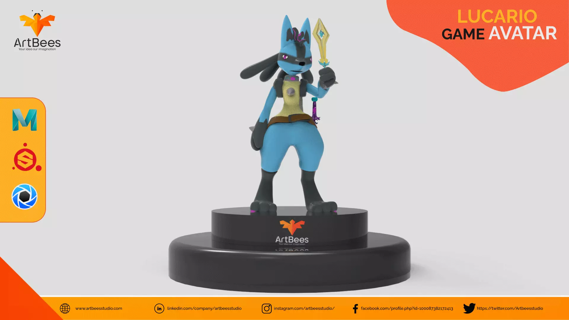 Lucario avatar Low-poly 3D model_0