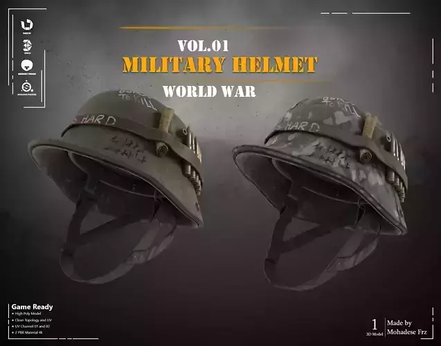 Military Helmet - VOL 01 - Game Ready 3D model